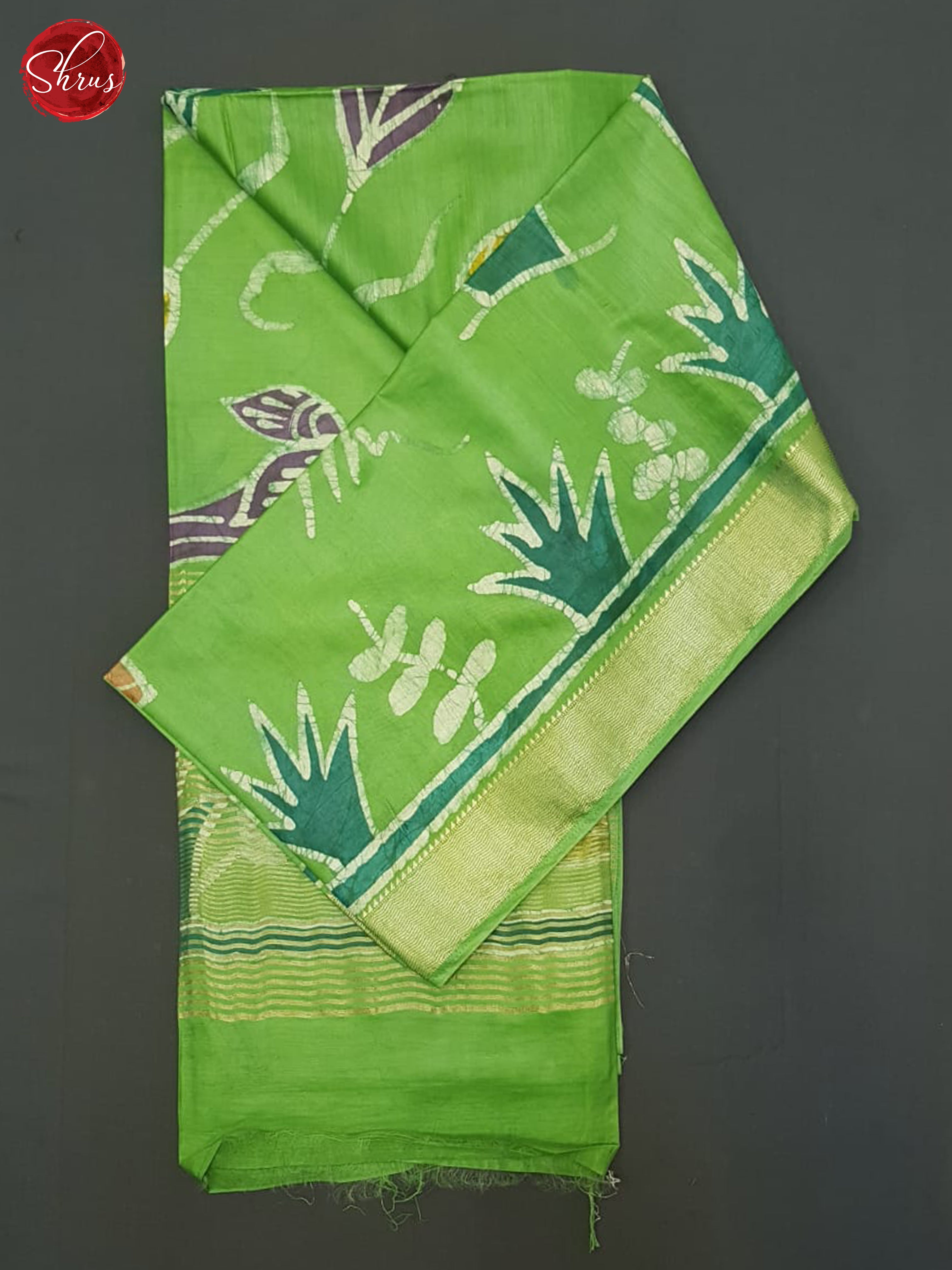 Green(SIngle Tone)- Semi Chanderi Saree - Shop on ShrusEternity.com