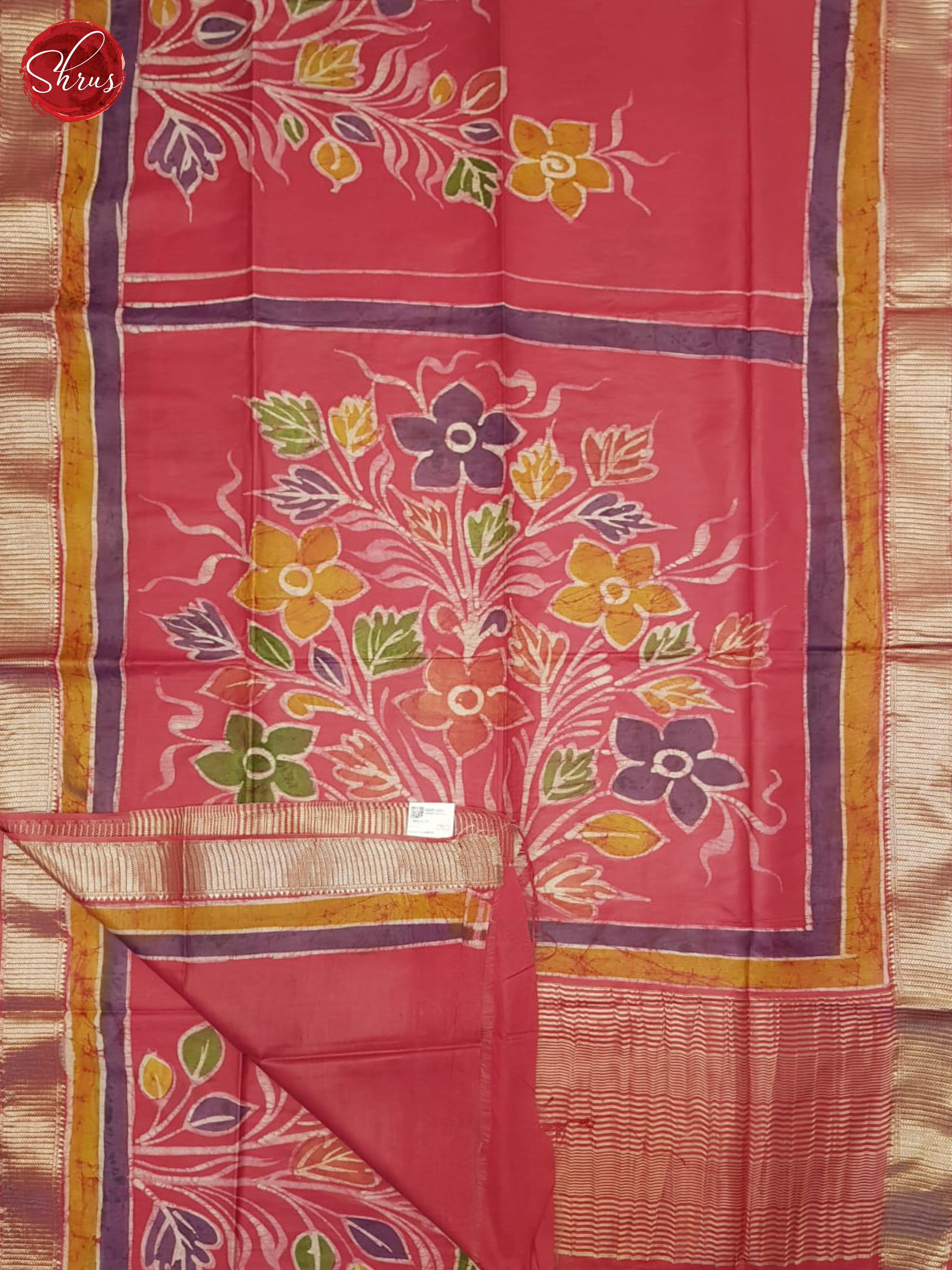 Pink(Single tone)- Semi Chanderi Saree - Shop on ShrusEternity.com