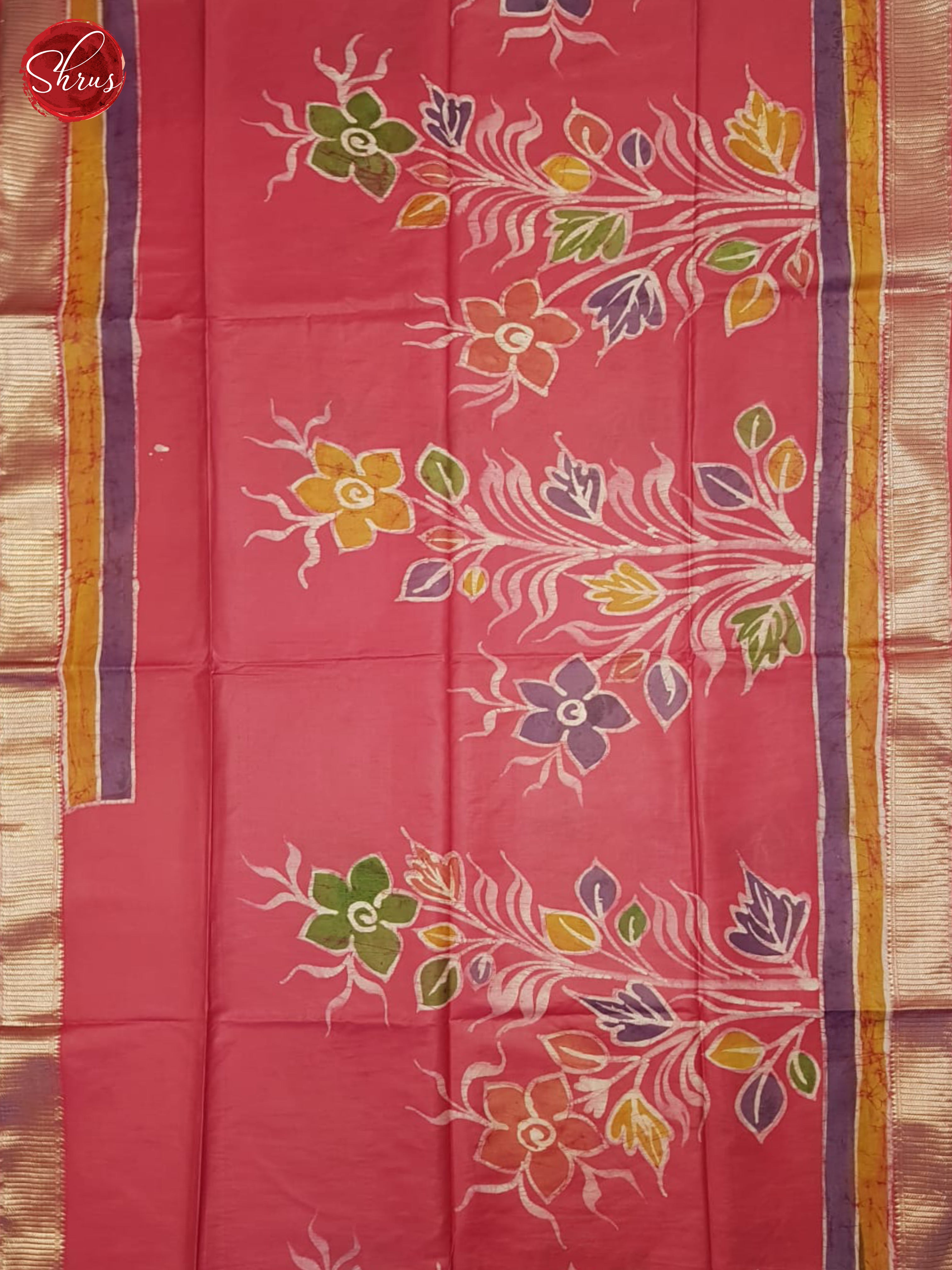 Pink(Single tone)- Semi Chanderi Saree - Shop on ShrusEternity.com