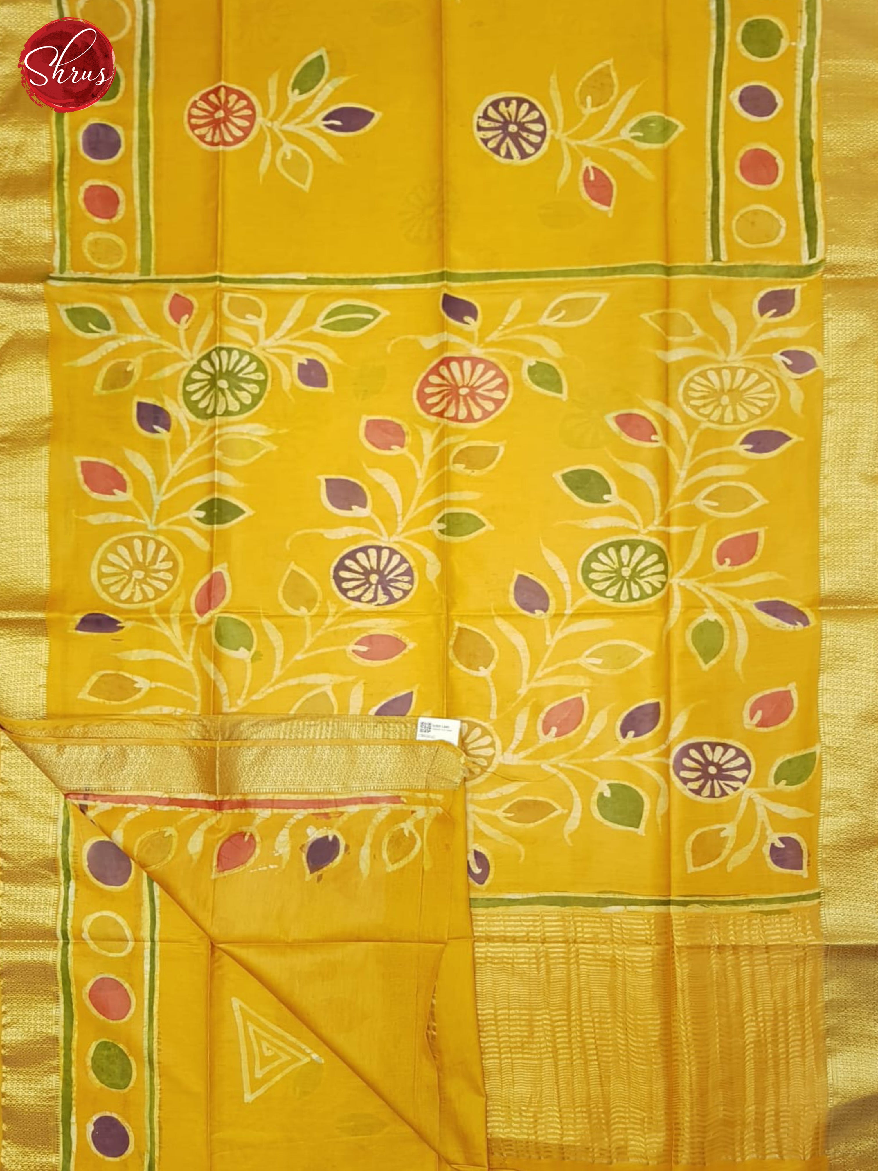 Yellow(Single Tone)- Semi Chanderi Sareee - Shop on ShrusEternity.com