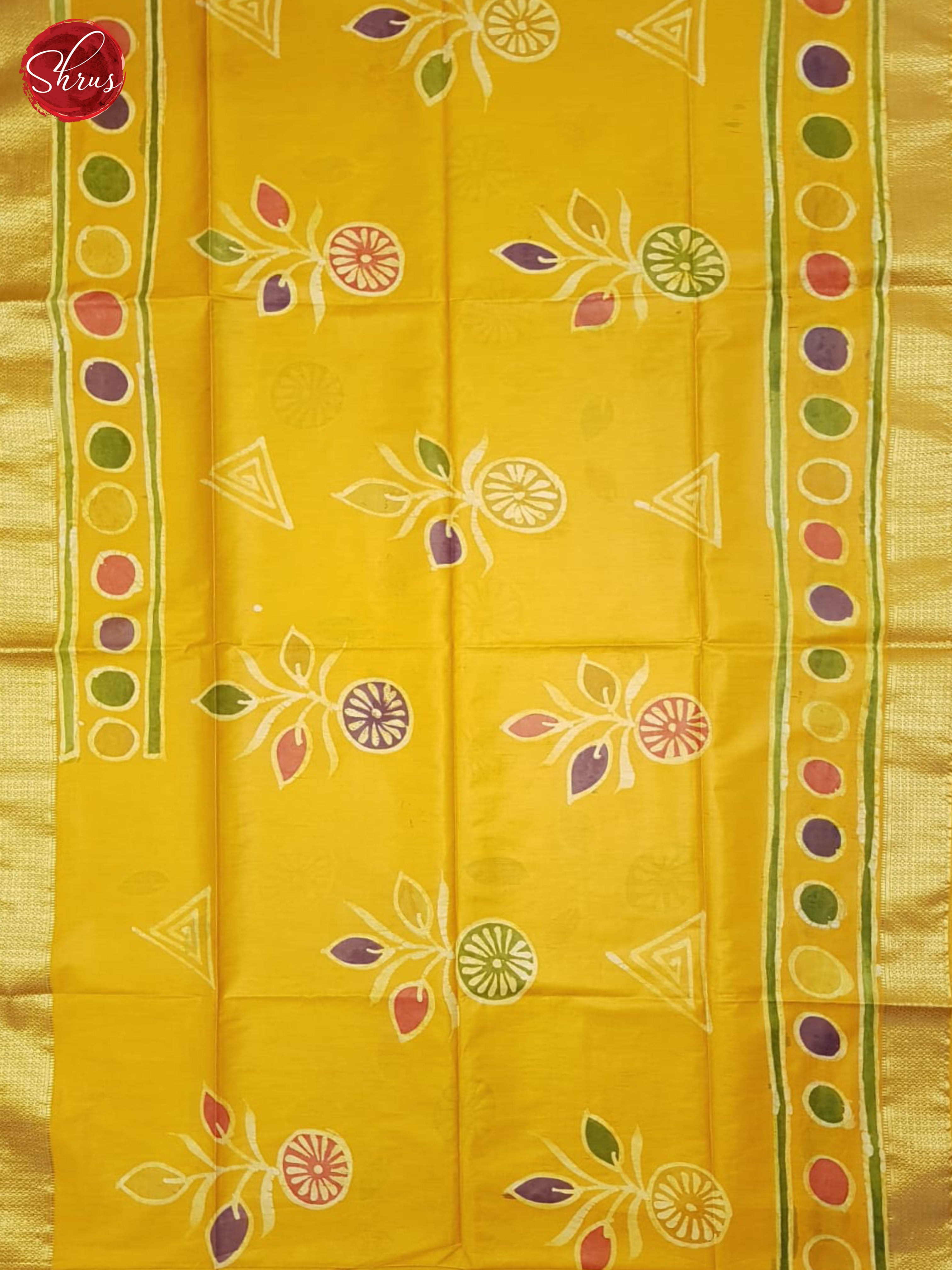 Yellow(Single Tone)- Semi Chanderi Sareee - Shop on ShrusEternity.com