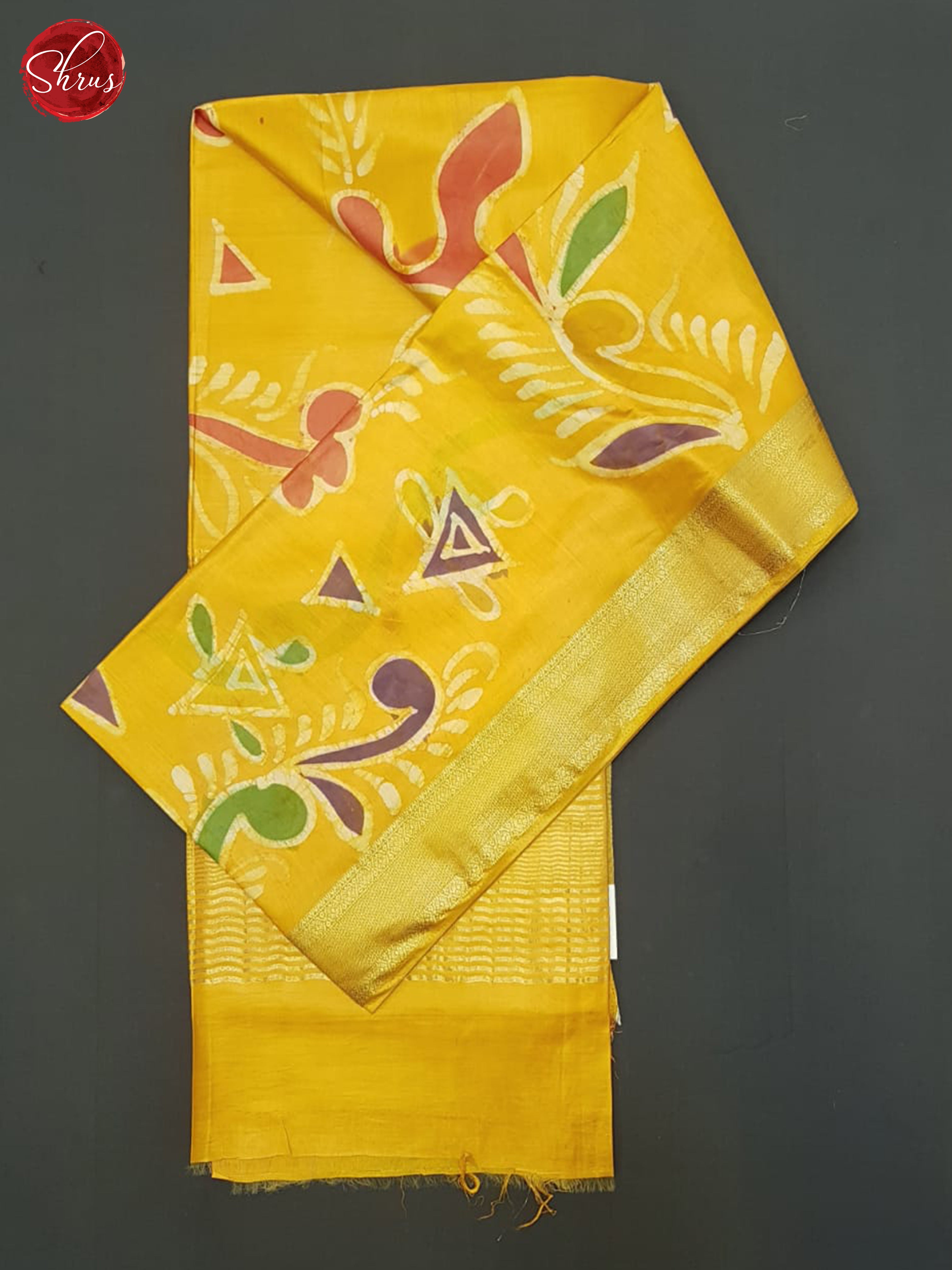 Yellow(Single Tone)- Semi Chanderi Saree - Shop on ShrusEternity.com