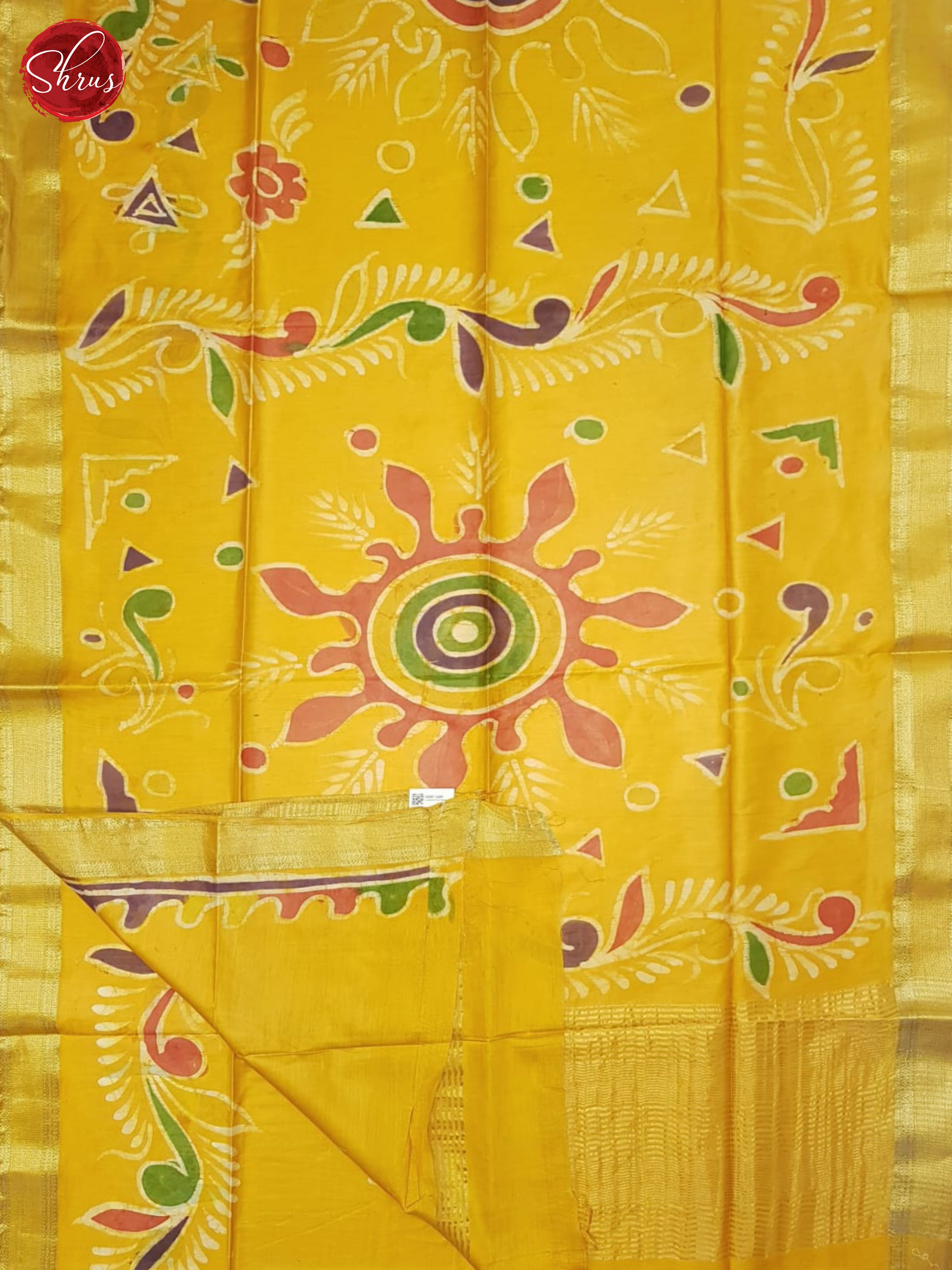 Yellow(Single Tone)- Semi Chanderi Saree - Shop on ShrusEternity.com