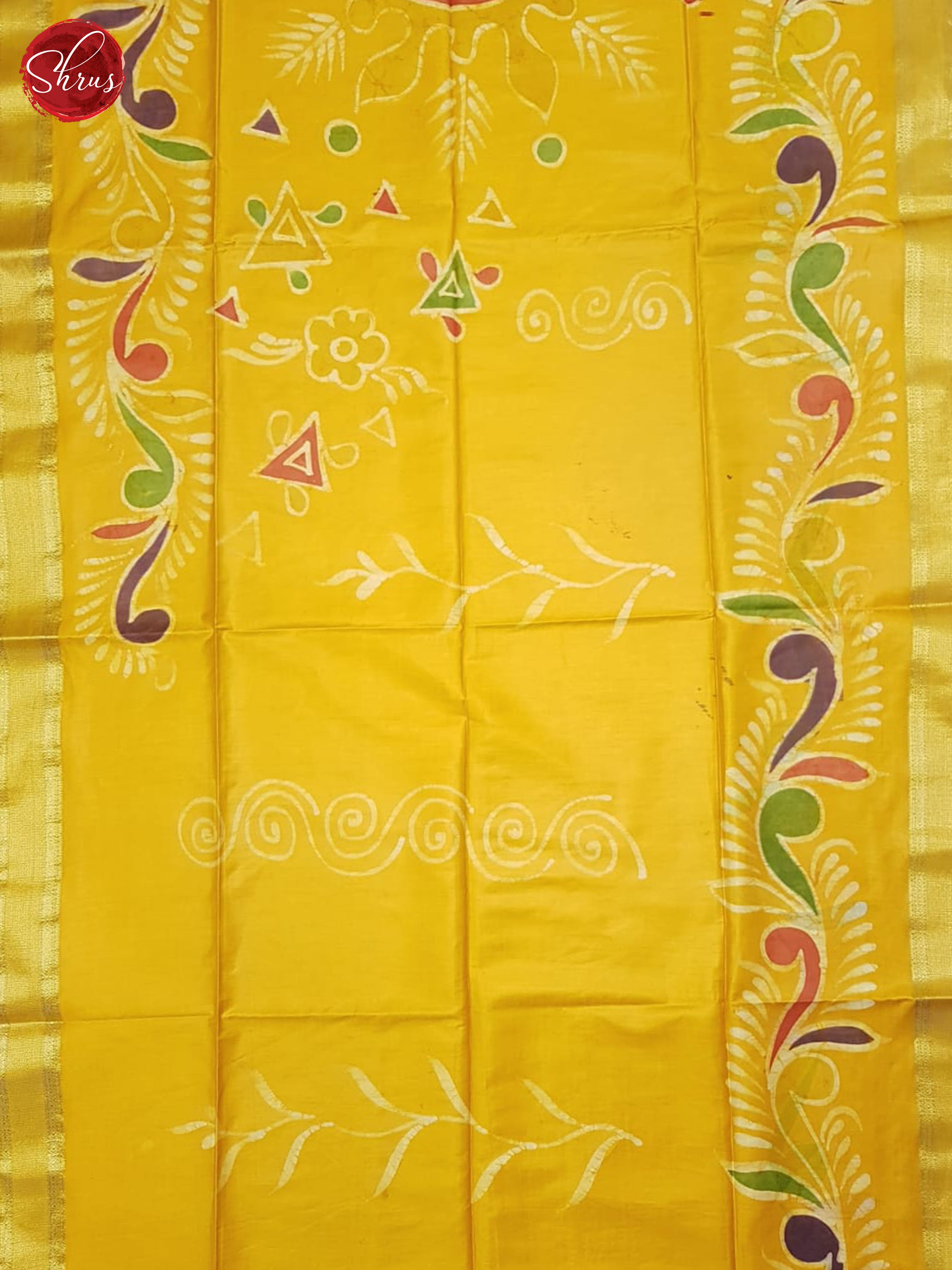 Yellow(Single Tone)- Semi Chanderi Saree - Shop on ShrusEternity.com