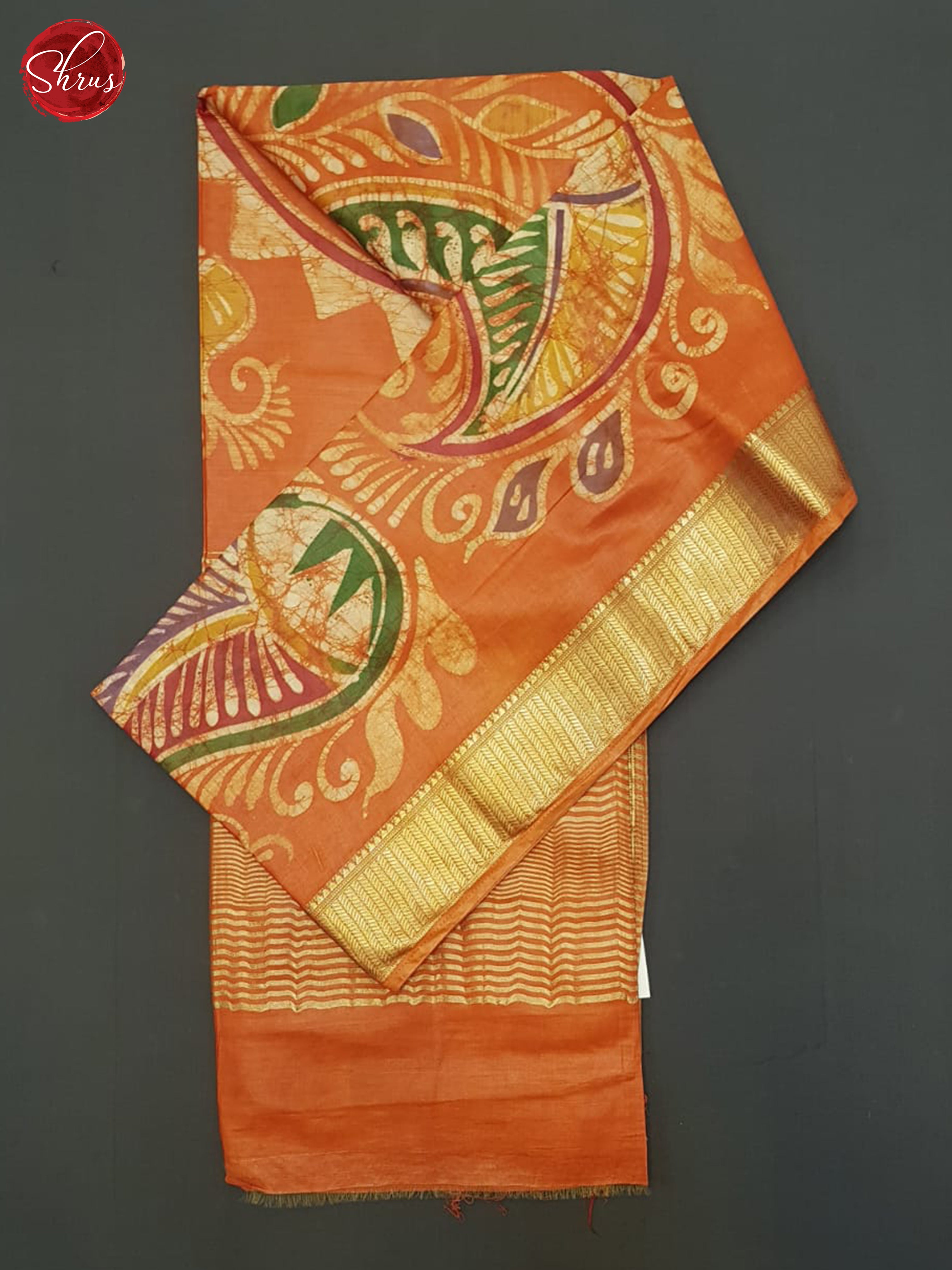 Orange(single Tone)- Semi Chanderi Saree - Shop on ShrusEternity.com