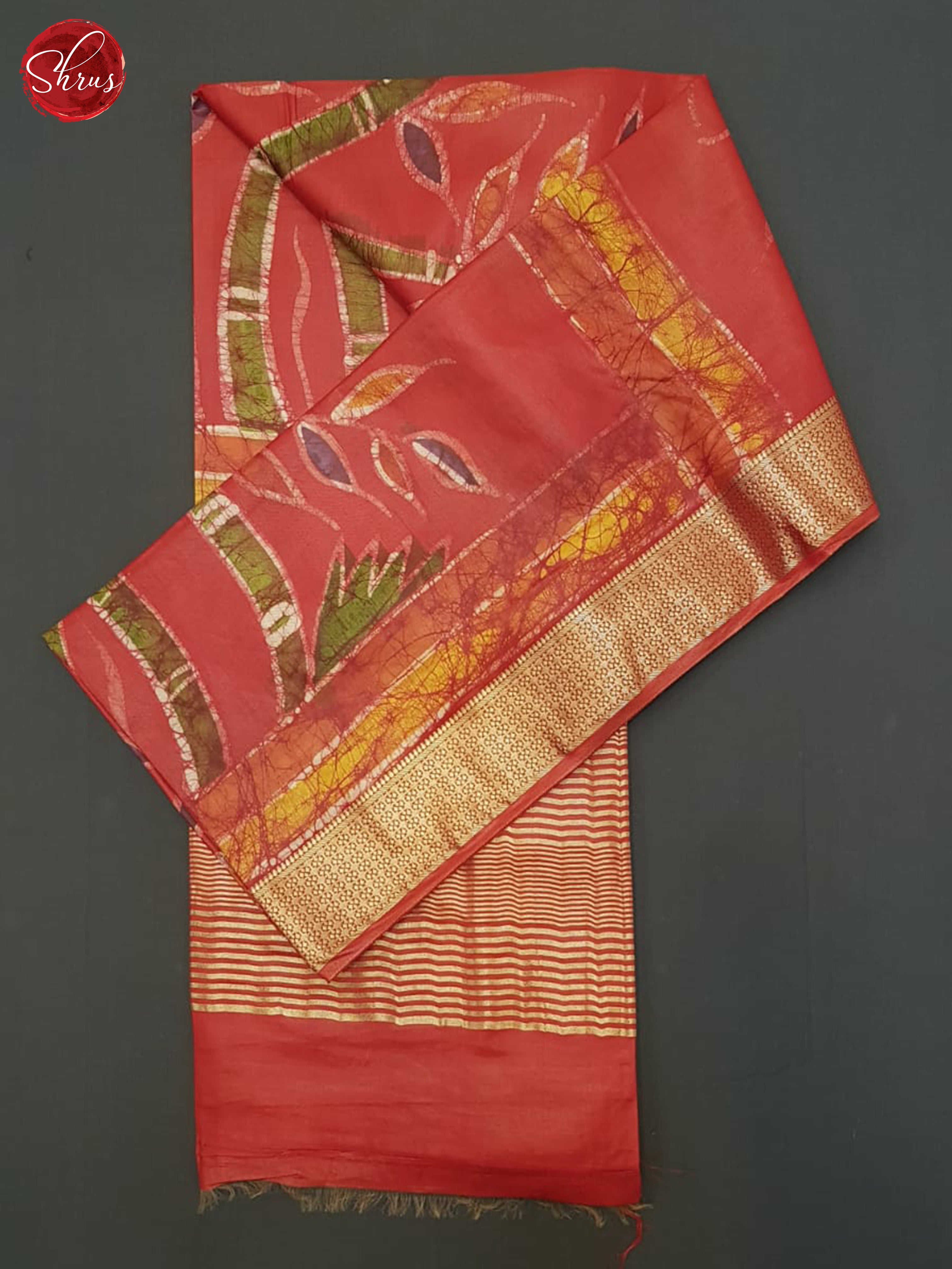 Red(Single Tone)-Semi Chanderi Saree - Shop on ShrusEternity.com