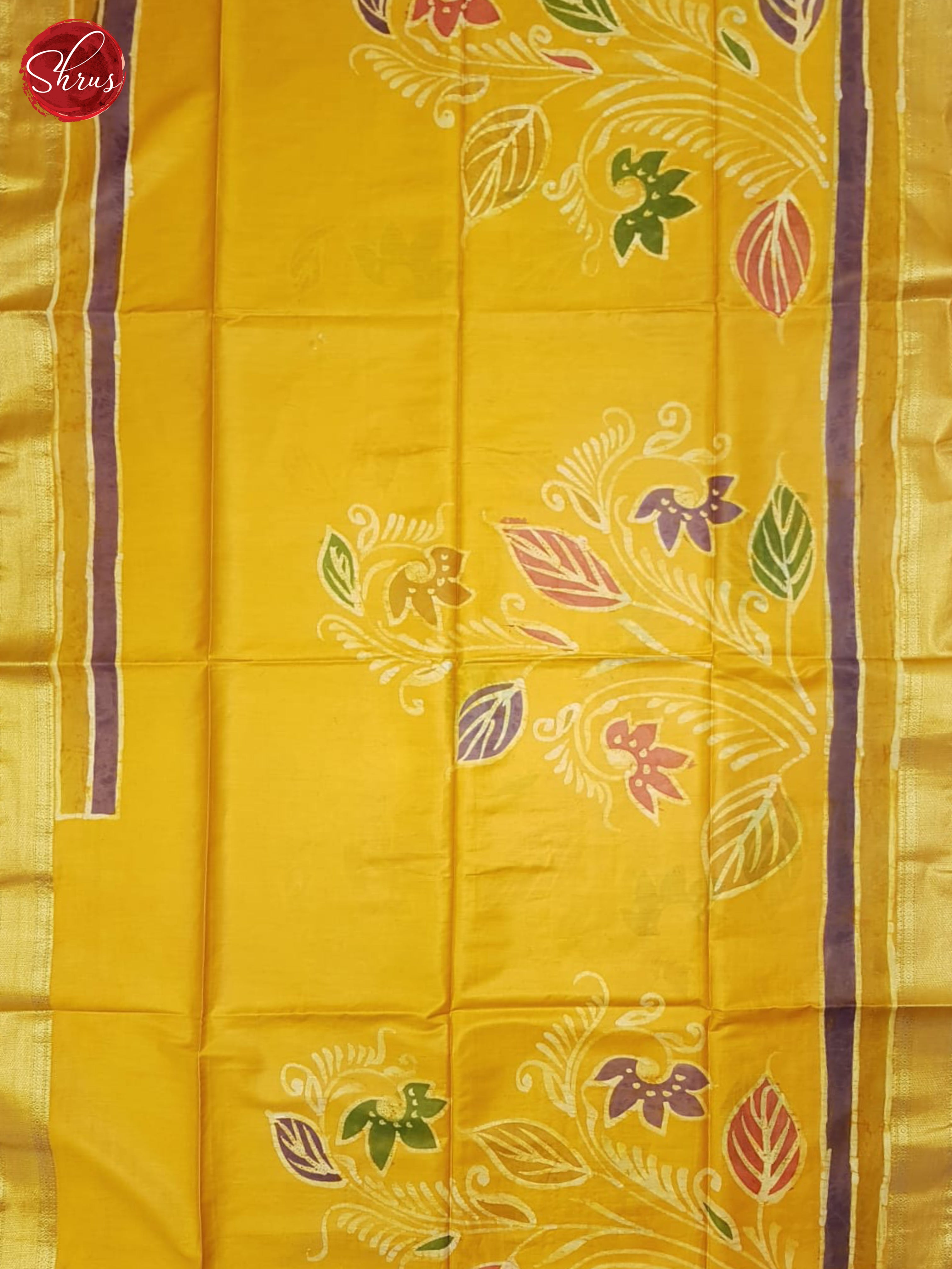 Yellow(single Tone)- Semi Chanderi Saree - Shop on ShrusEternity.com