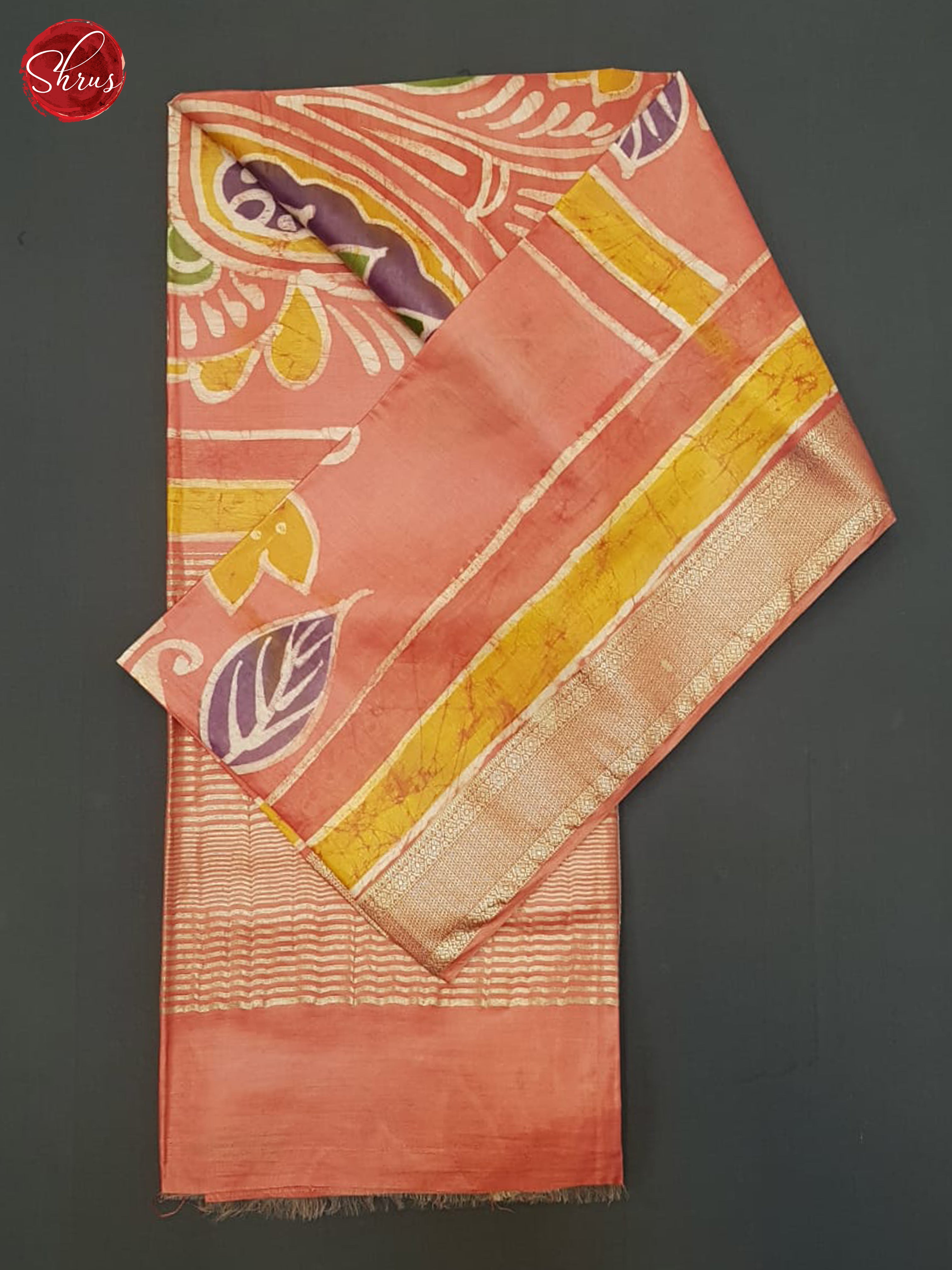 Orangish Pink(Single Tone)- Semi Chanderi Saree - Shop on ShrusEternity.com
