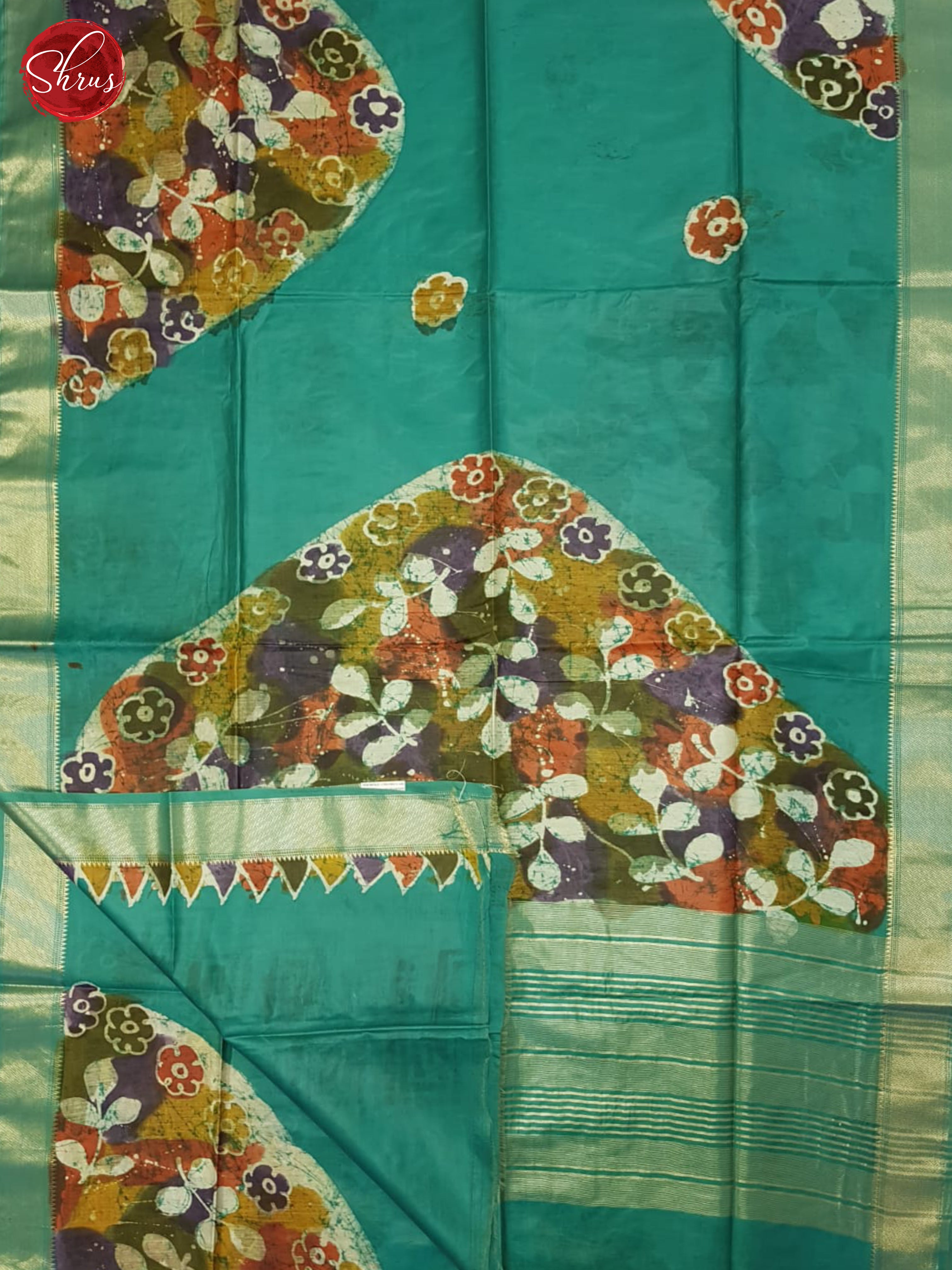 Teal Green(Single Tone)- Semi Chanderi Saree - Shop on ShrusEternity.com