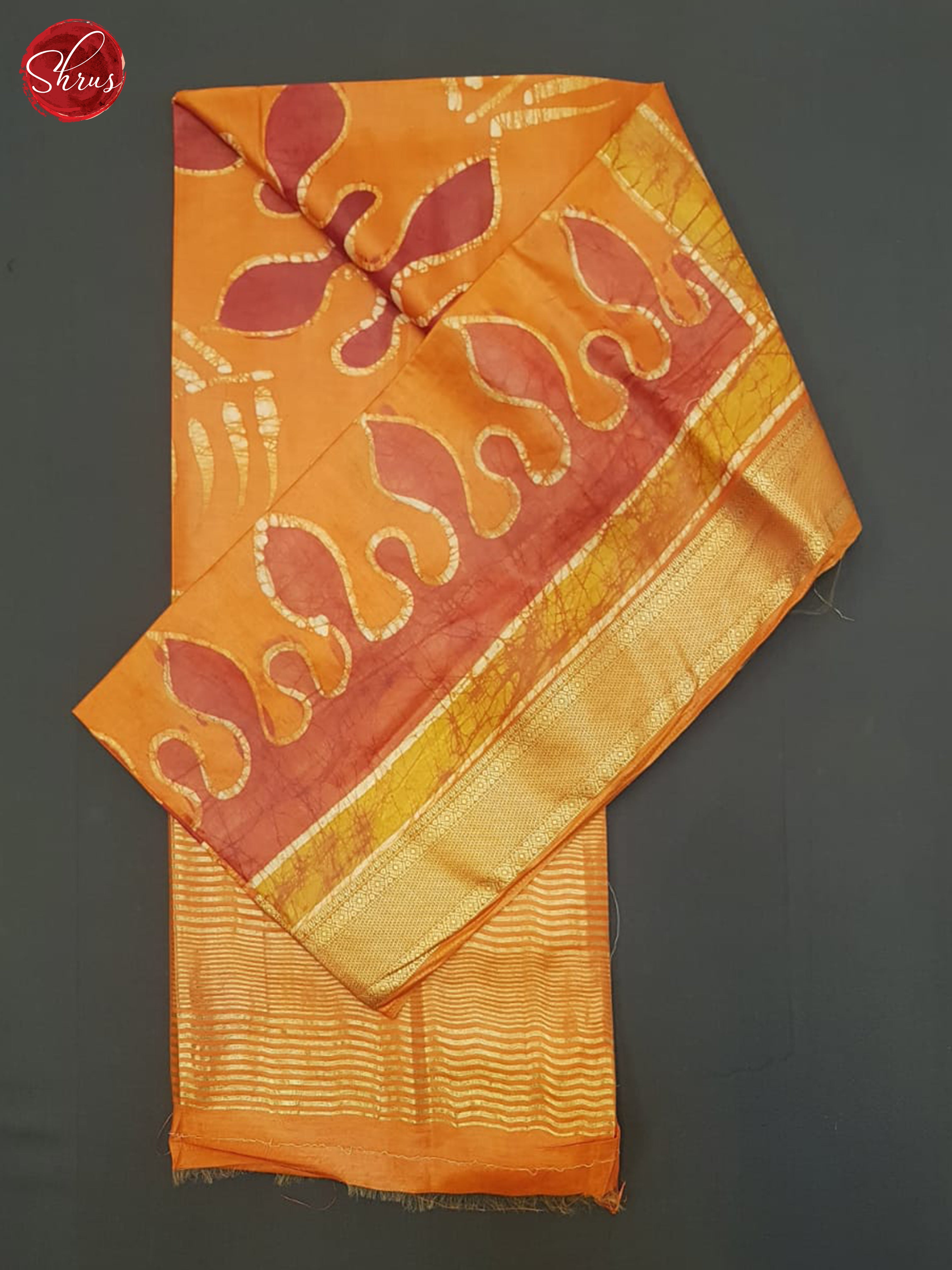 Orange(Single tone)- Semi Chanderi Saree - Shop on ShrusEternity.com