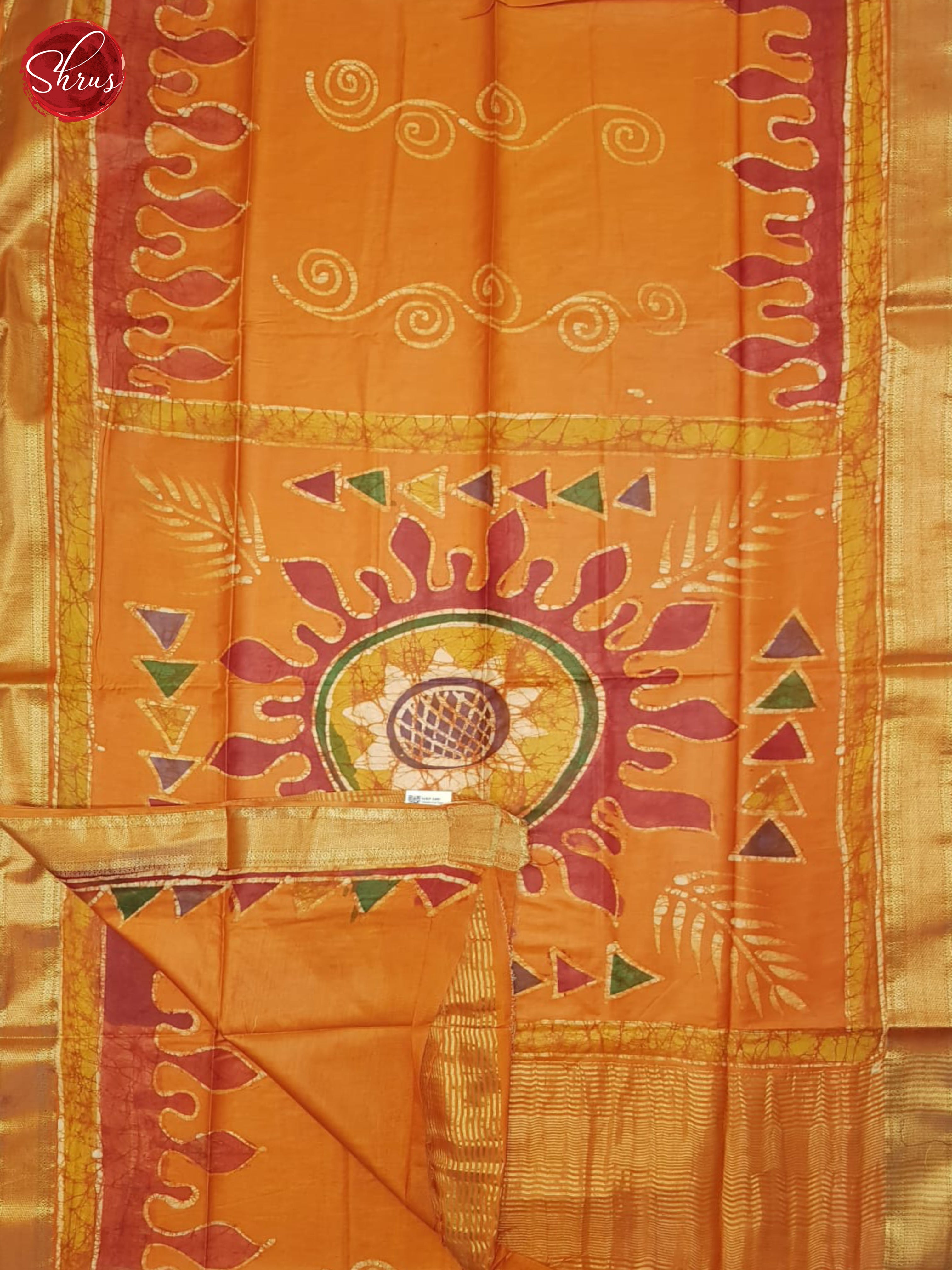 Orange(Single tone)- Semi Chanderi Saree - Shop on ShrusEternity.com