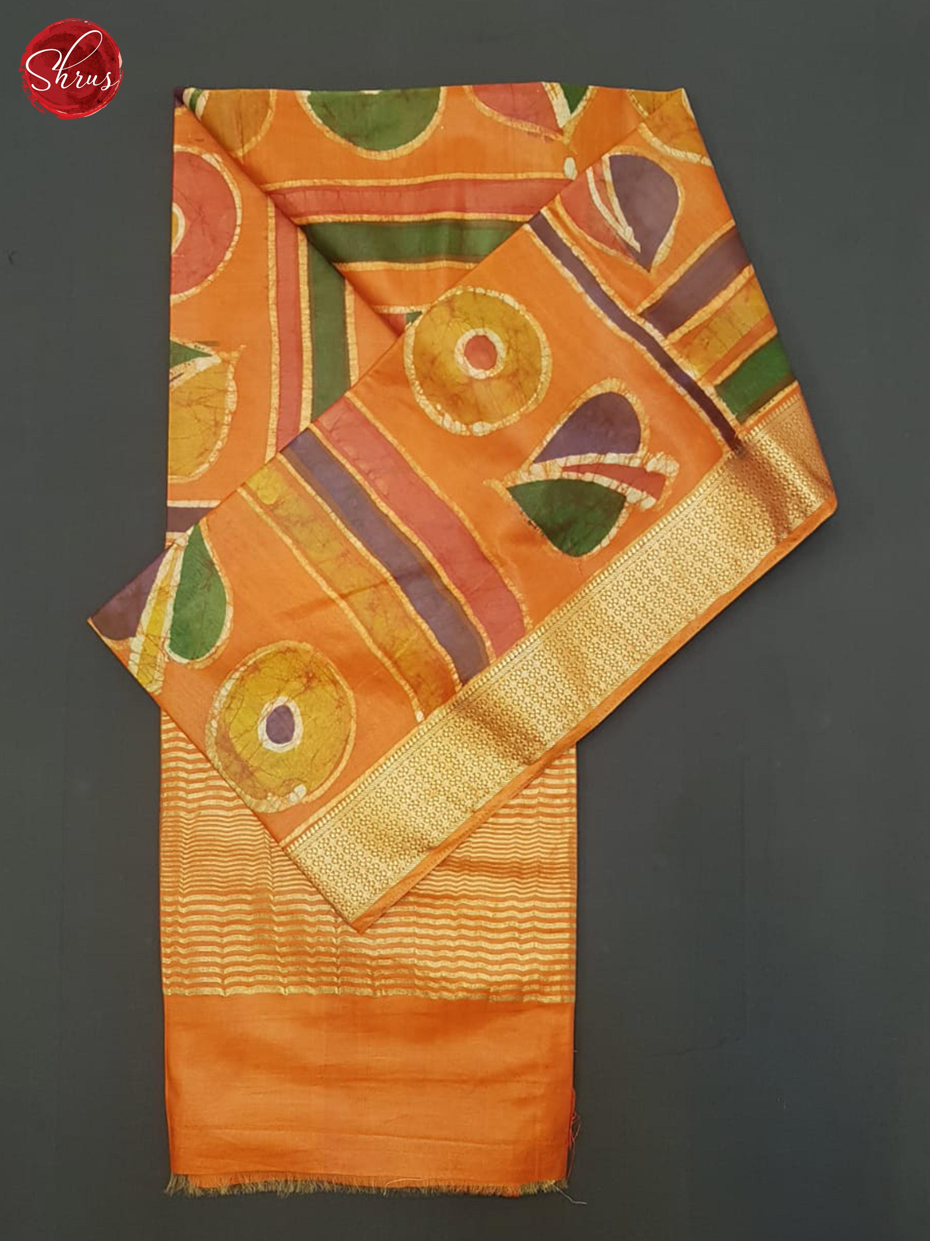 Orange(Single Tone)- Semi Chanderi Saree - Shop on ShrusEternity.com