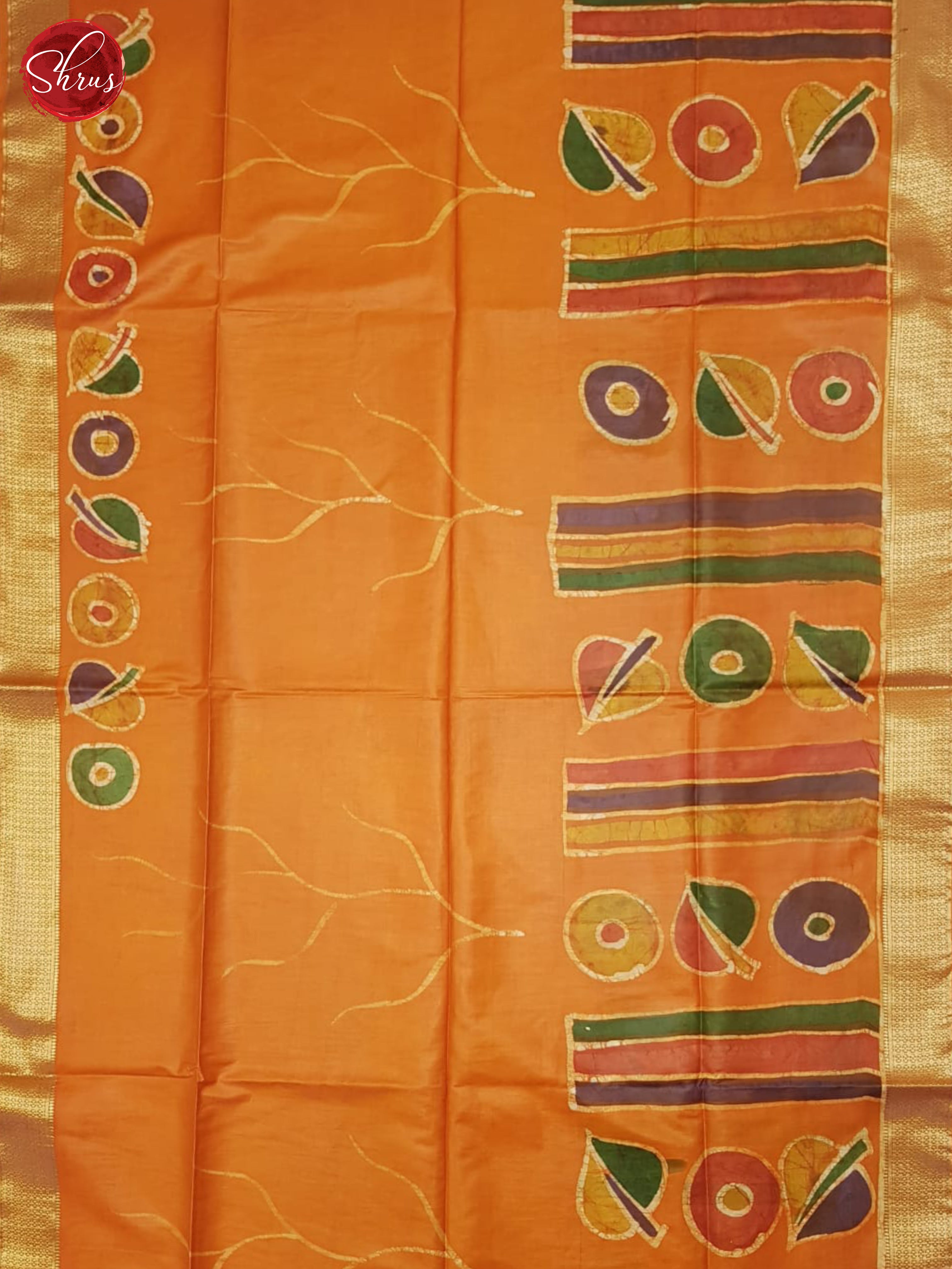 Orange(Single Tone)- Semi Chanderi Saree - Shop on ShrusEternity.com