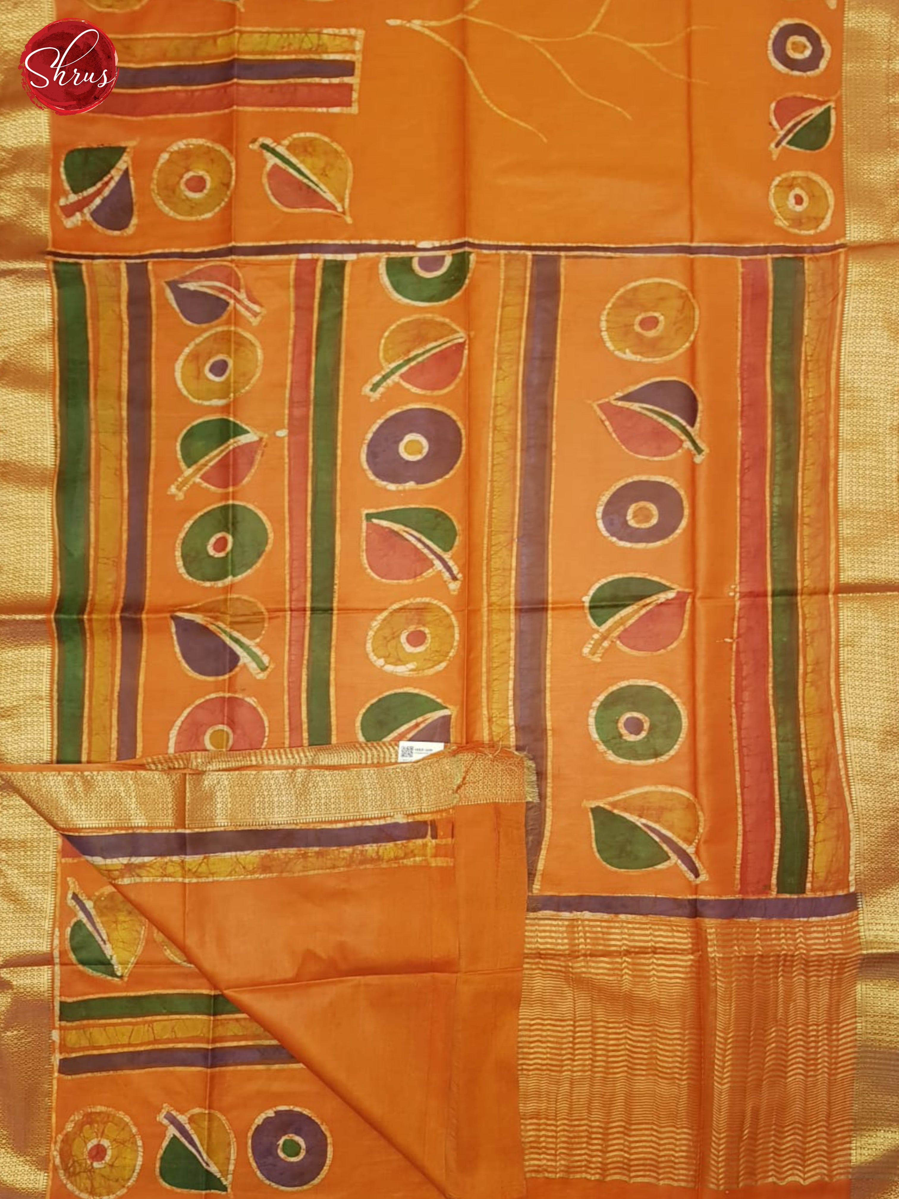 Orange(Single Tone)- Semi Chanderi Saree - Shop on ShrusEternity.com