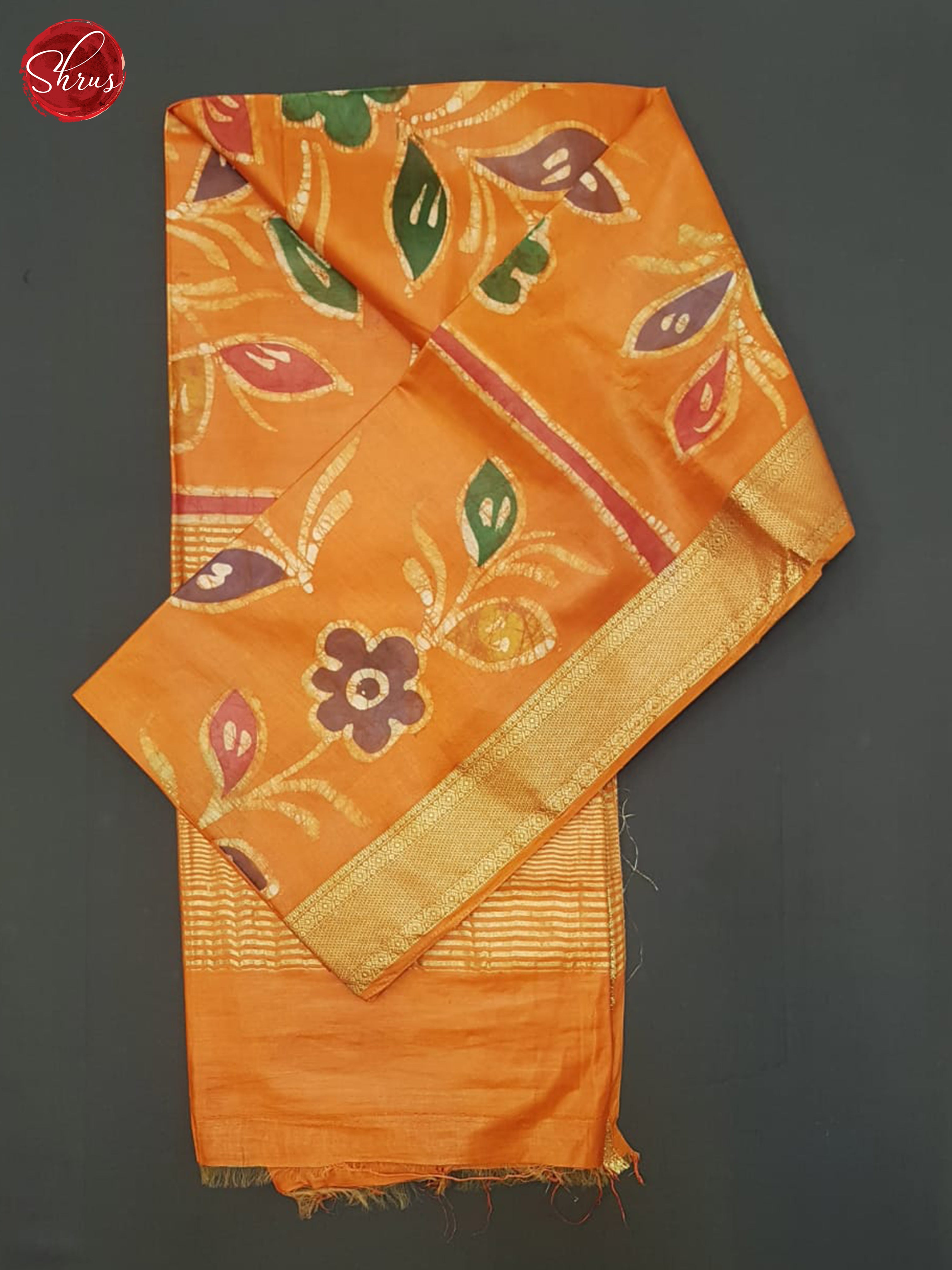 Orange(Single Tone) - Semi Chanderi Saree - Shop on ShrusEternity.com