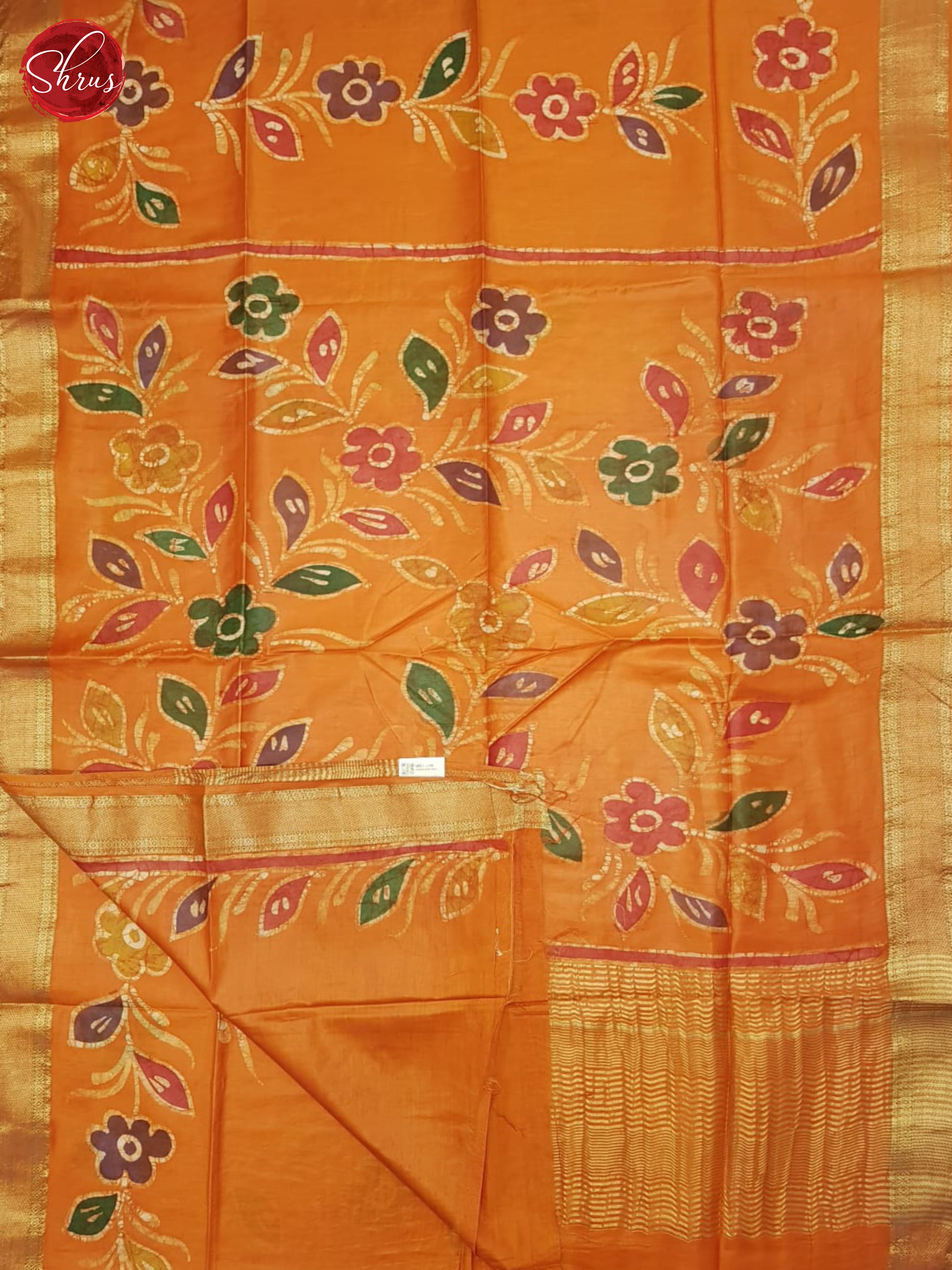 Orange(Single Tone) - Semi Chanderi Saree - Shop on ShrusEternity.com