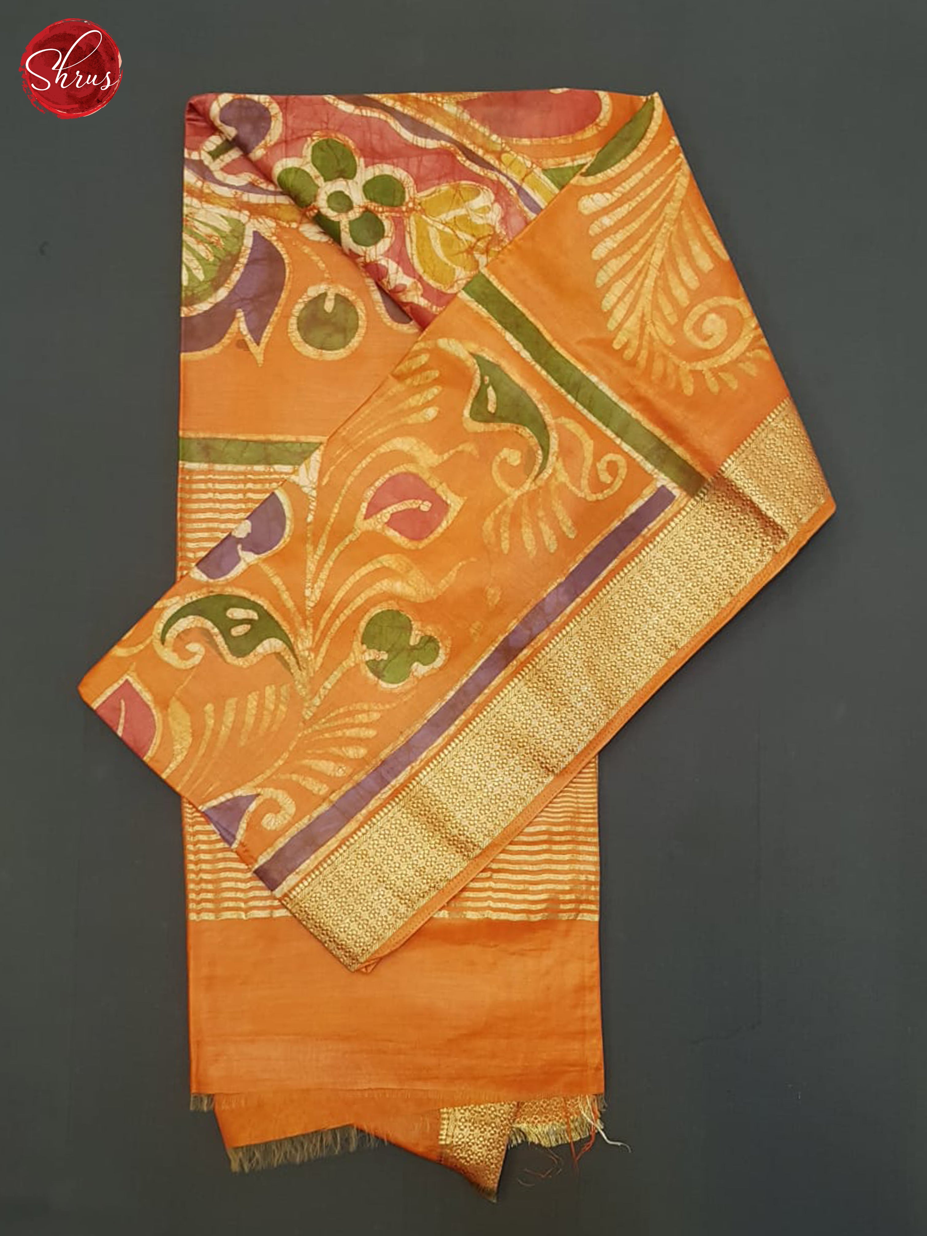 Orange(Single tone)- Semi Chanderi Saree - Shop on ShrusEternity.com