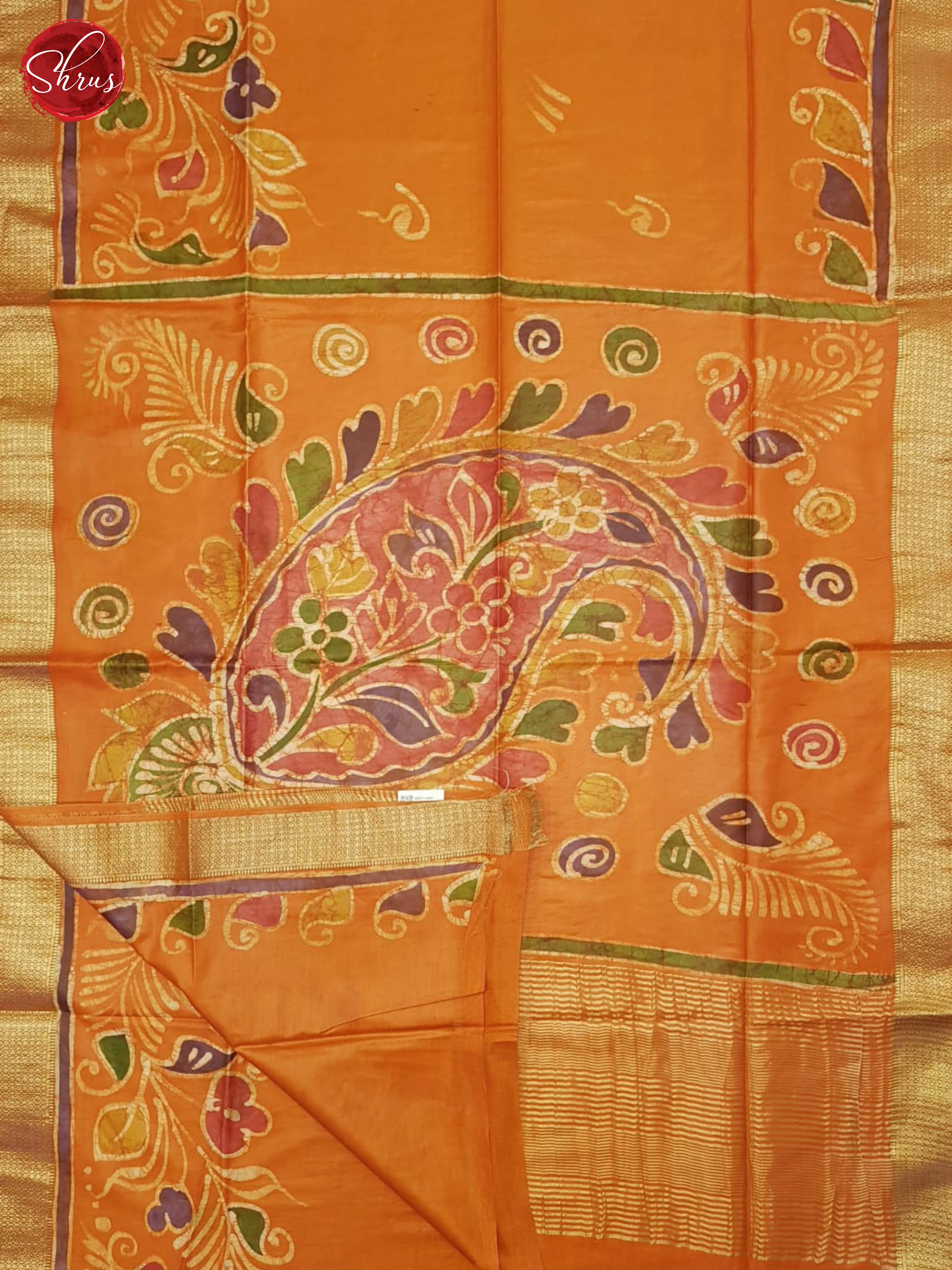 Orange(Single tone)- Semi Chanderi Saree - Shop on ShrusEternity.com