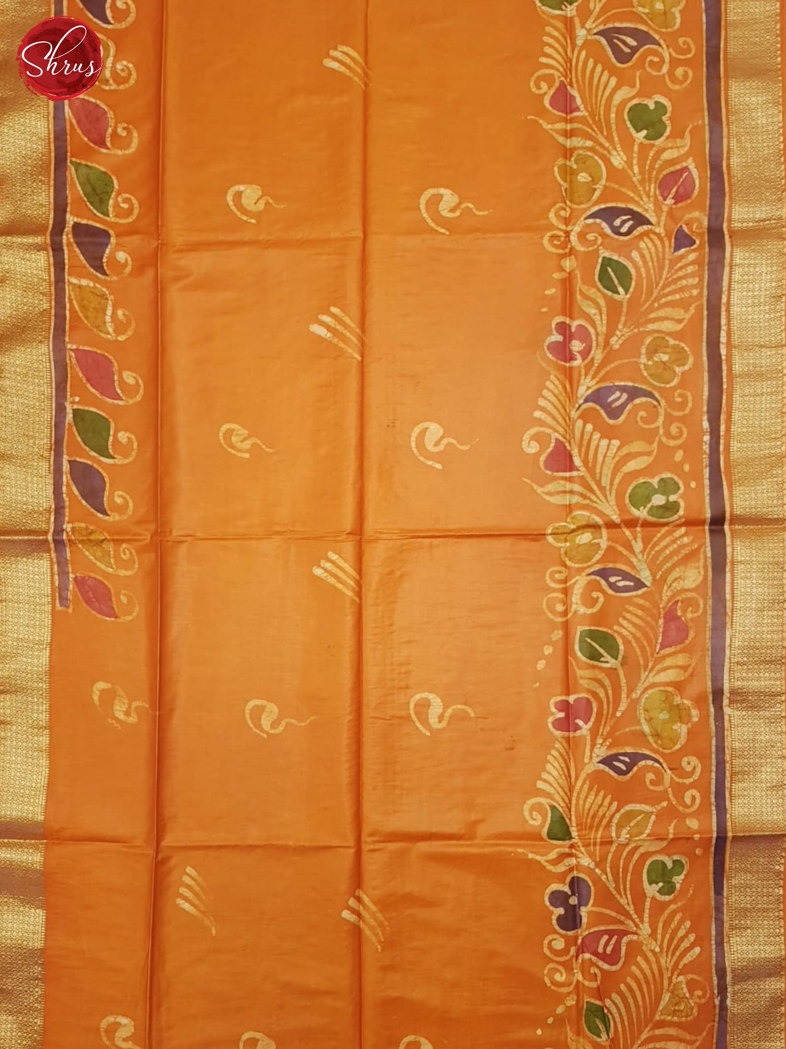 Orange(Single tone)- Semi Chanderi Saree - Shop on ShrusEternity.com