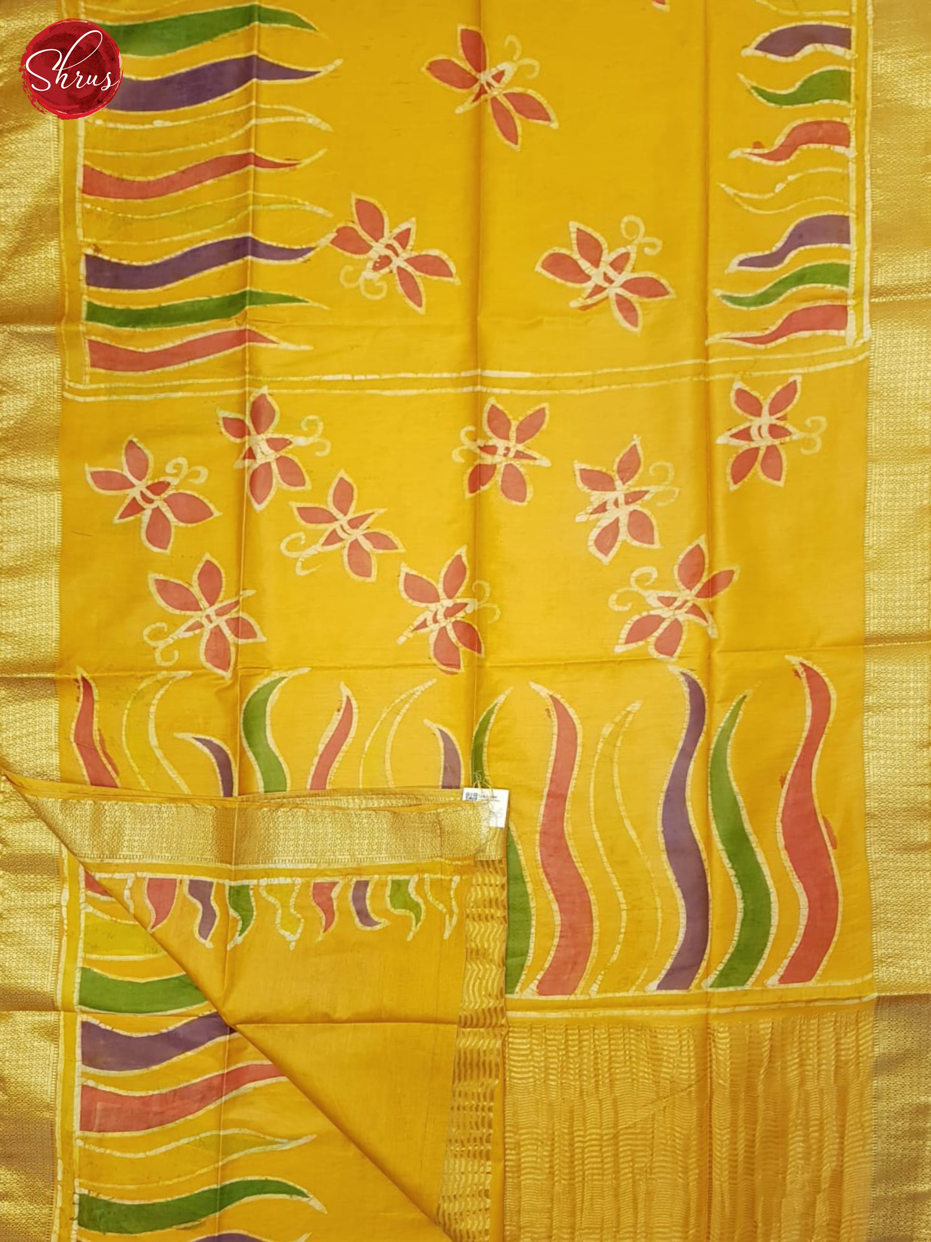 Yellow(Single Tone)- Semi Chanderi saree - Shop on ShrusEternity.com