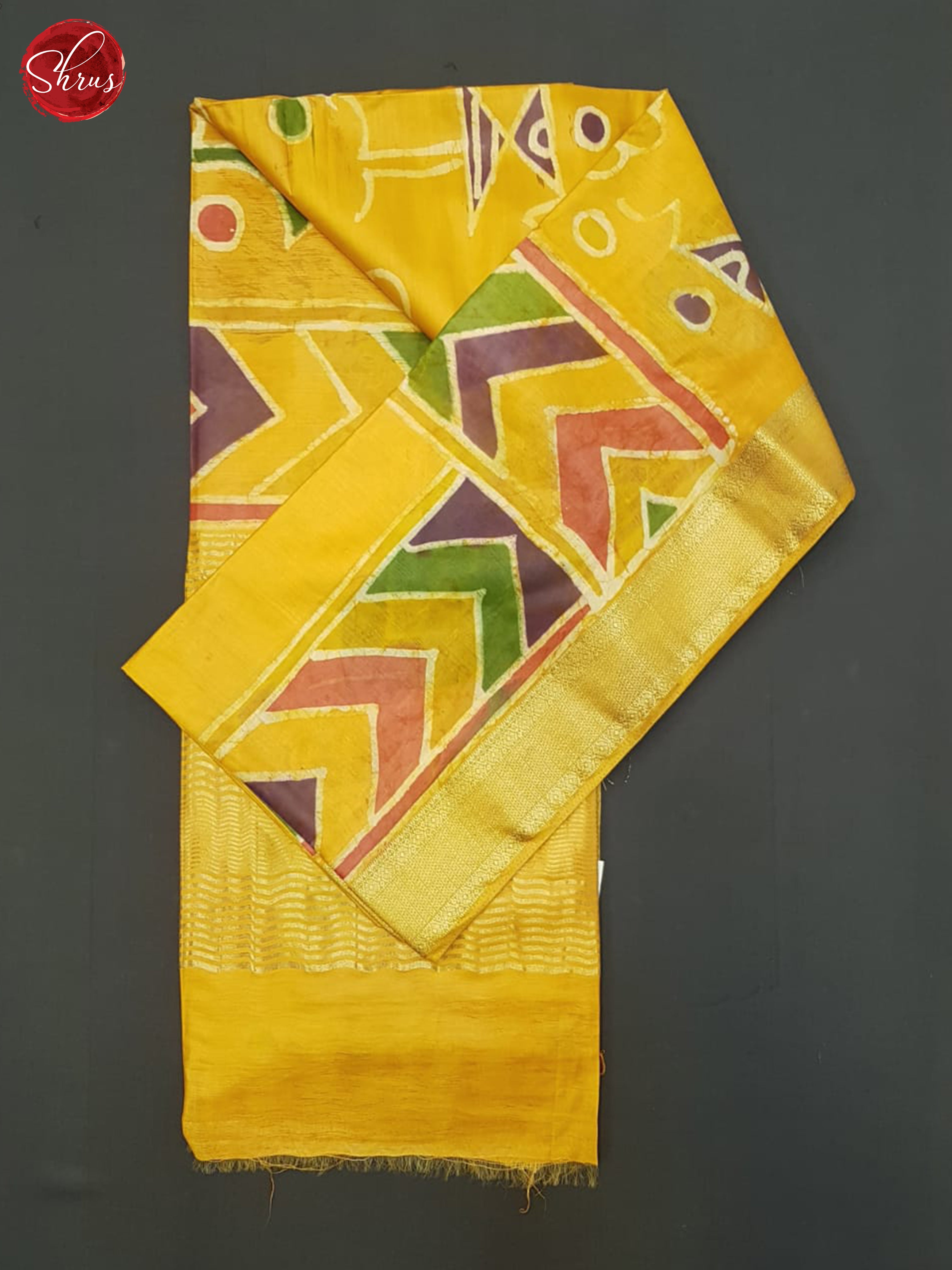 Yellow(Single Tone)- Semi Chanderi saree - Shop on ShrusEternity.com