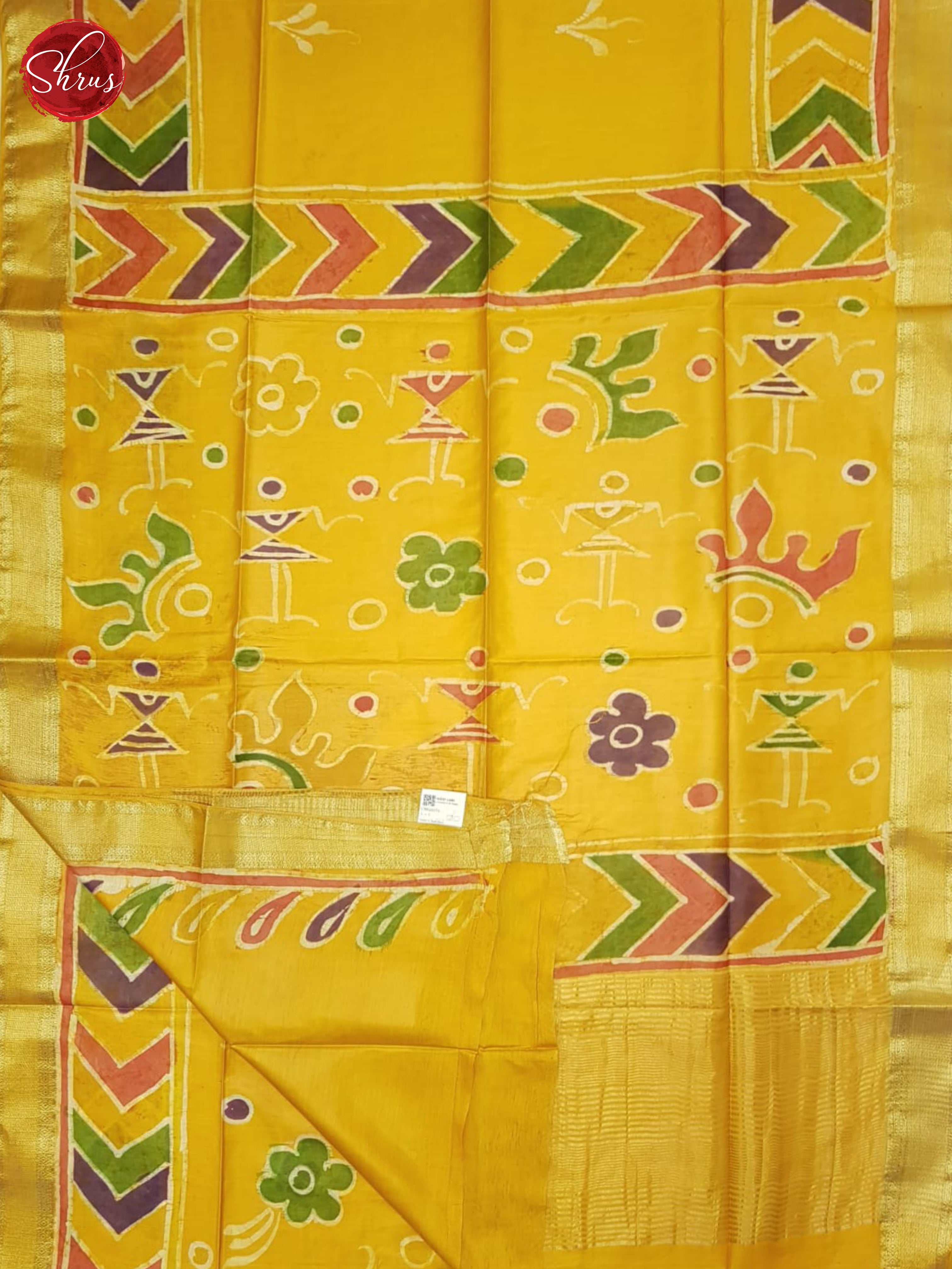 Yellow(Single Tone)- Semi Chanderi saree - Shop on ShrusEternity.com