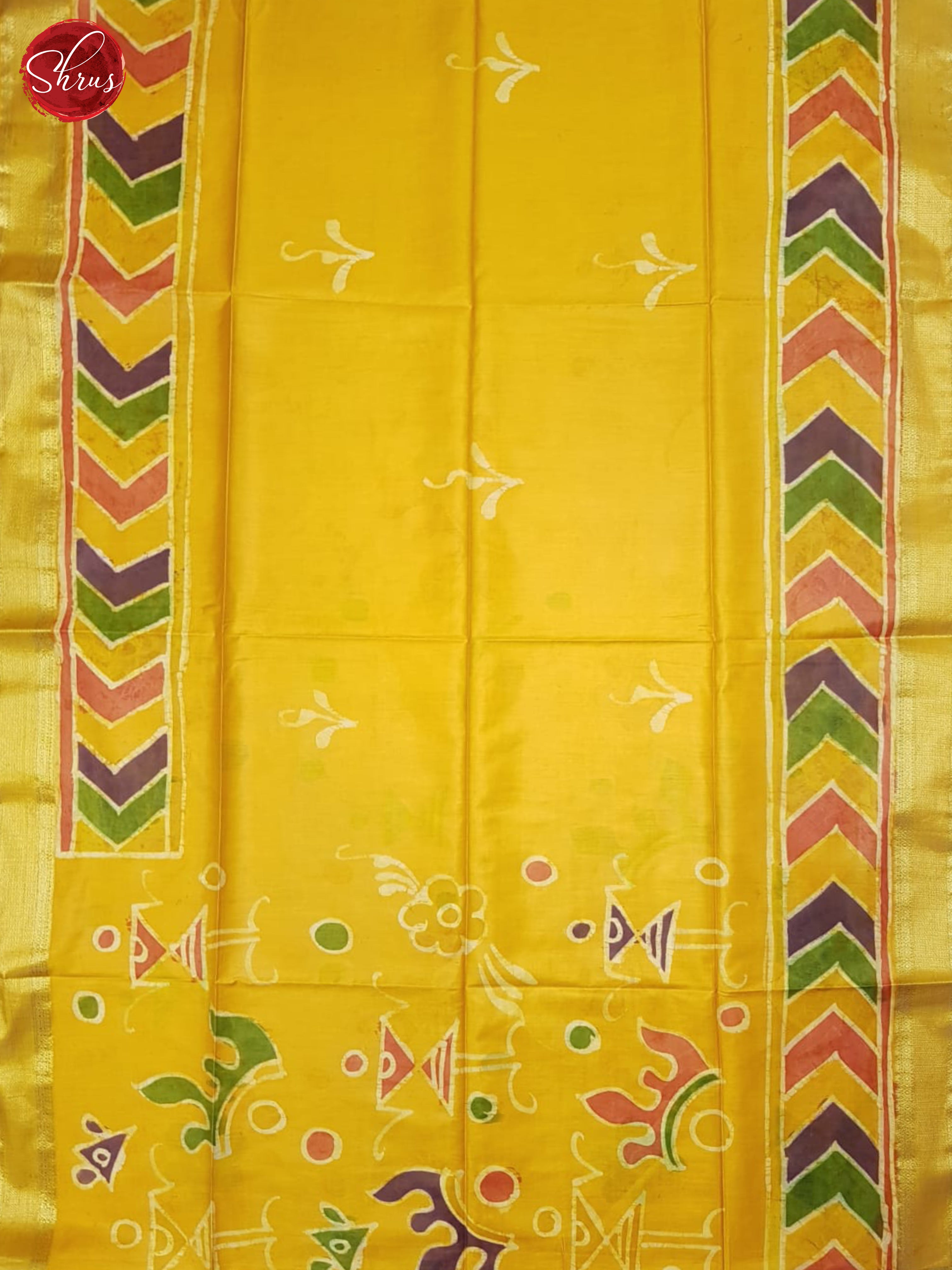 Yellow(Single Tone)- Semi Chanderi saree - Shop on ShrusEternity.com