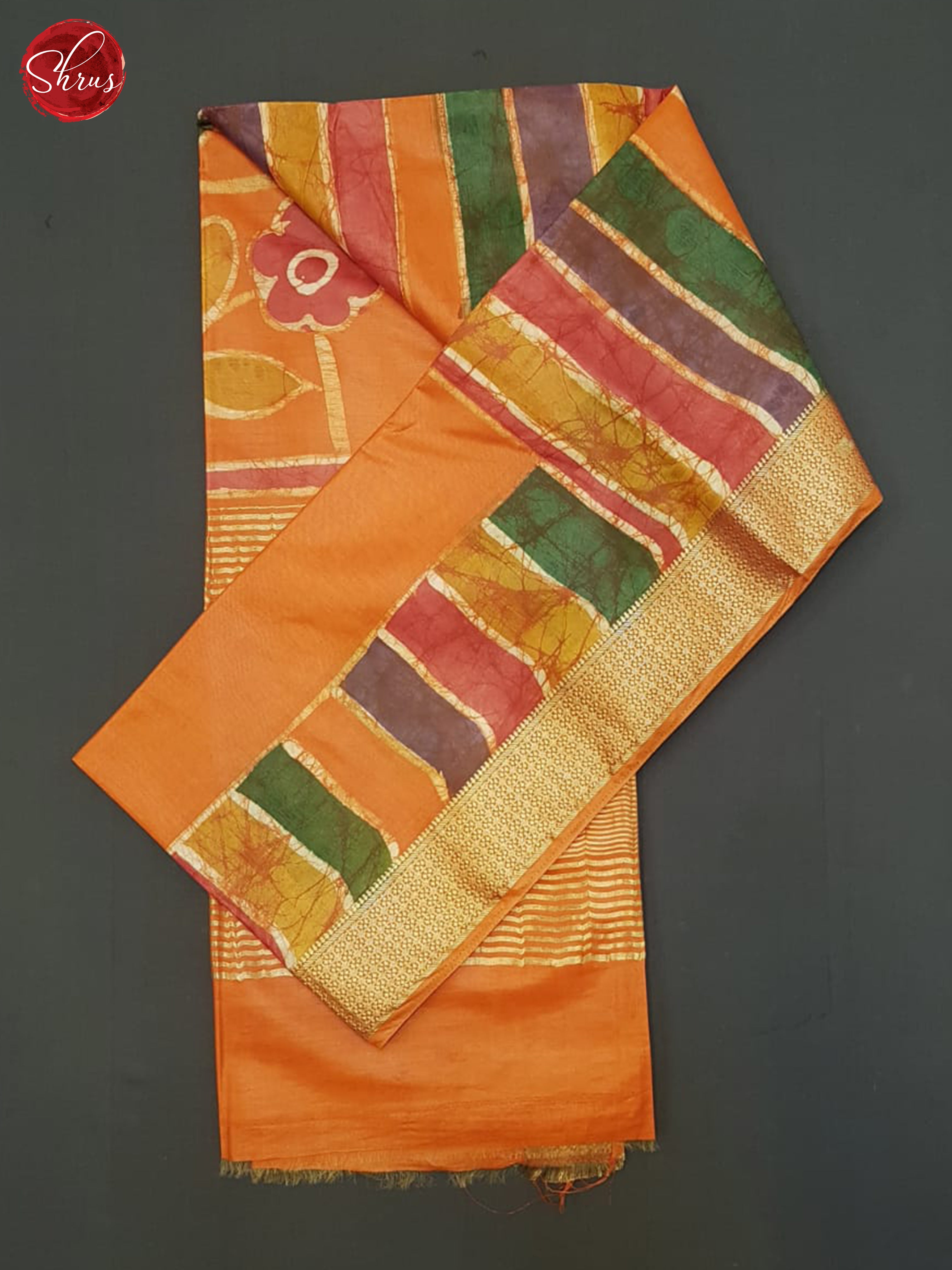 Orange(Single Tone) - Semi Chanderi Saree - Shop on ShrusEternity.com