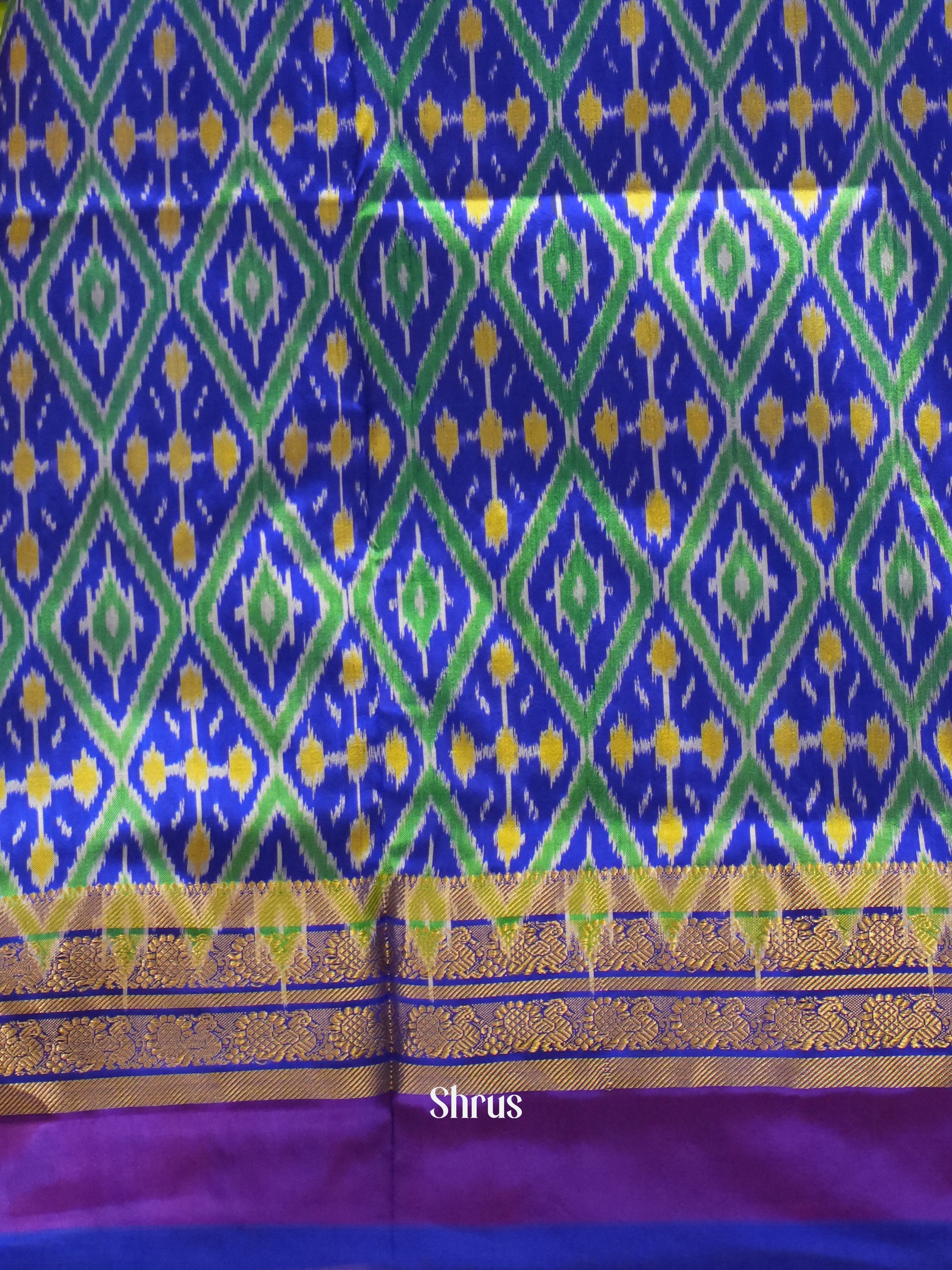 Green And Blue- Ikkat Silk Saree - Shop on ShrusEternity.com