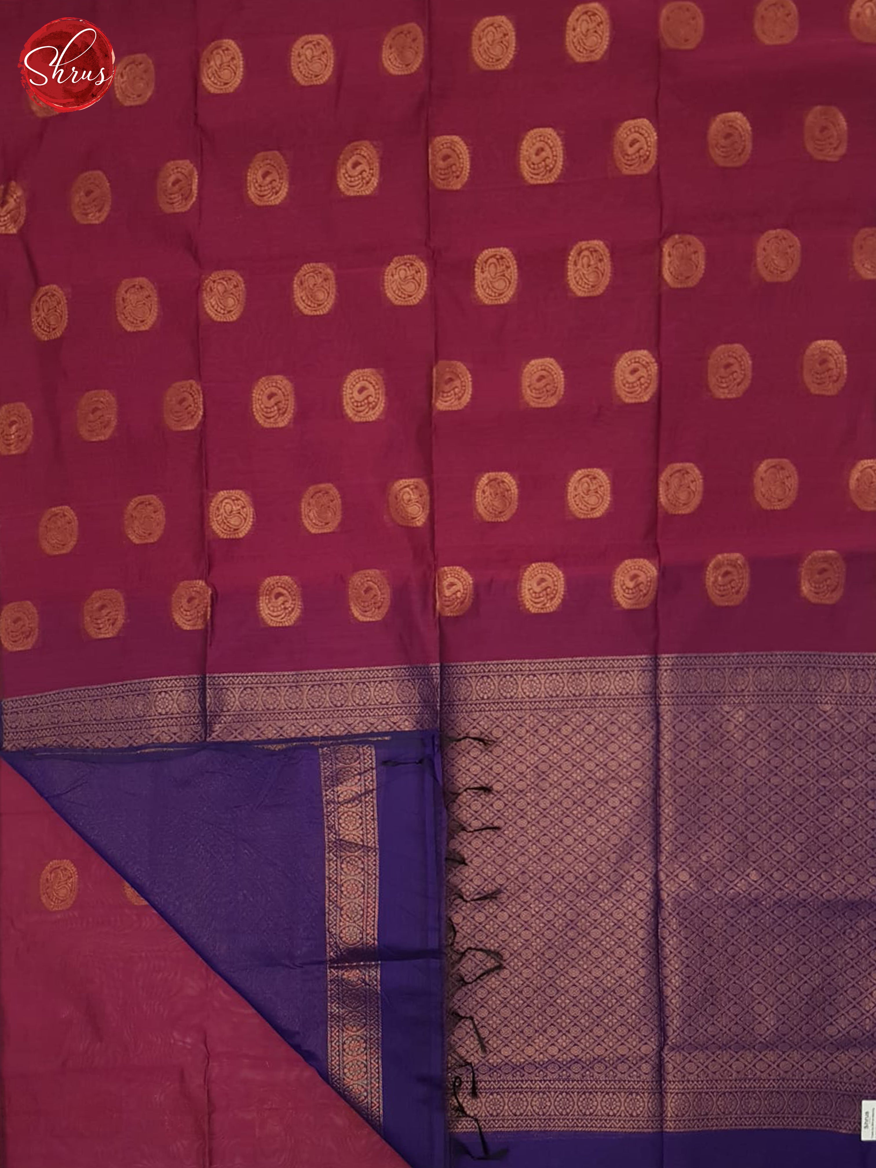 Majenta Pink And Purple- Semi Silk Cotton Saree - Shop on ShrusEternity.com