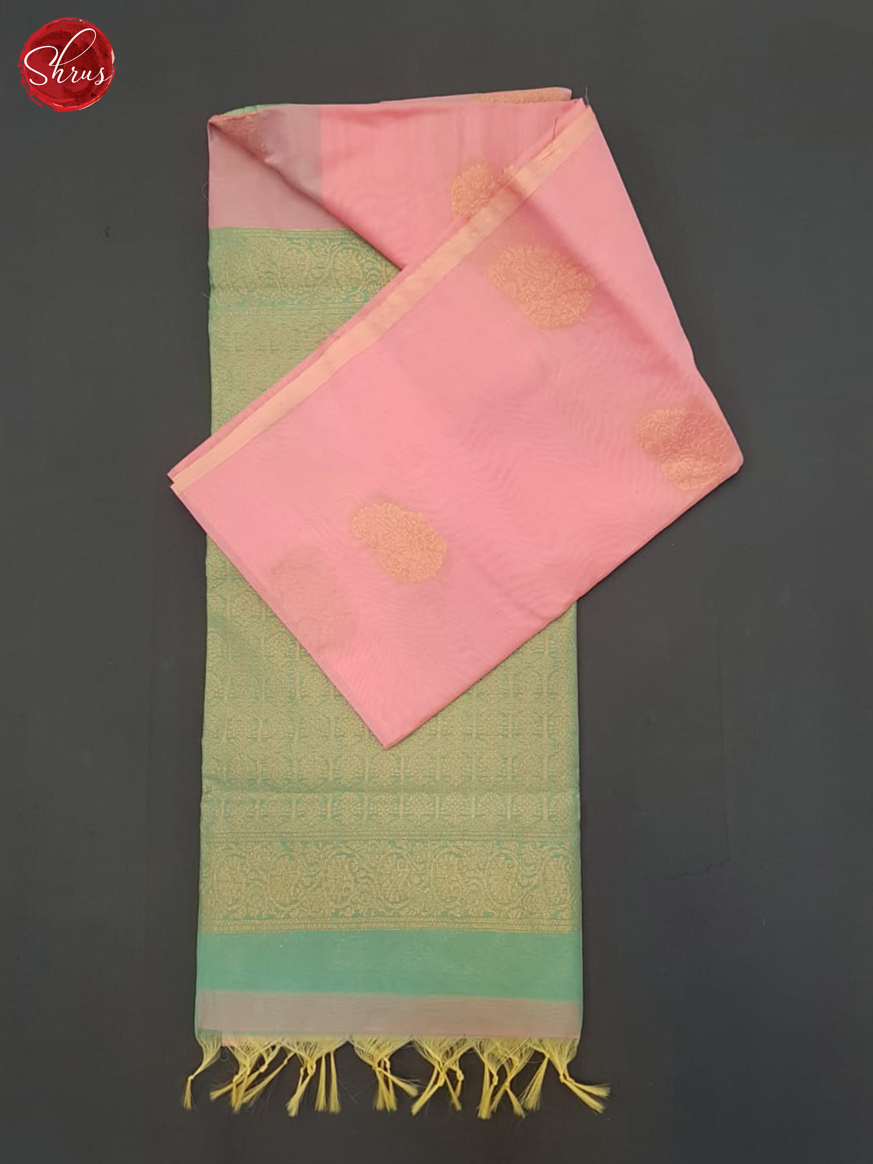Pink And Green- Semi Silk Cotton Saree - Shop on ShrusEternity.com