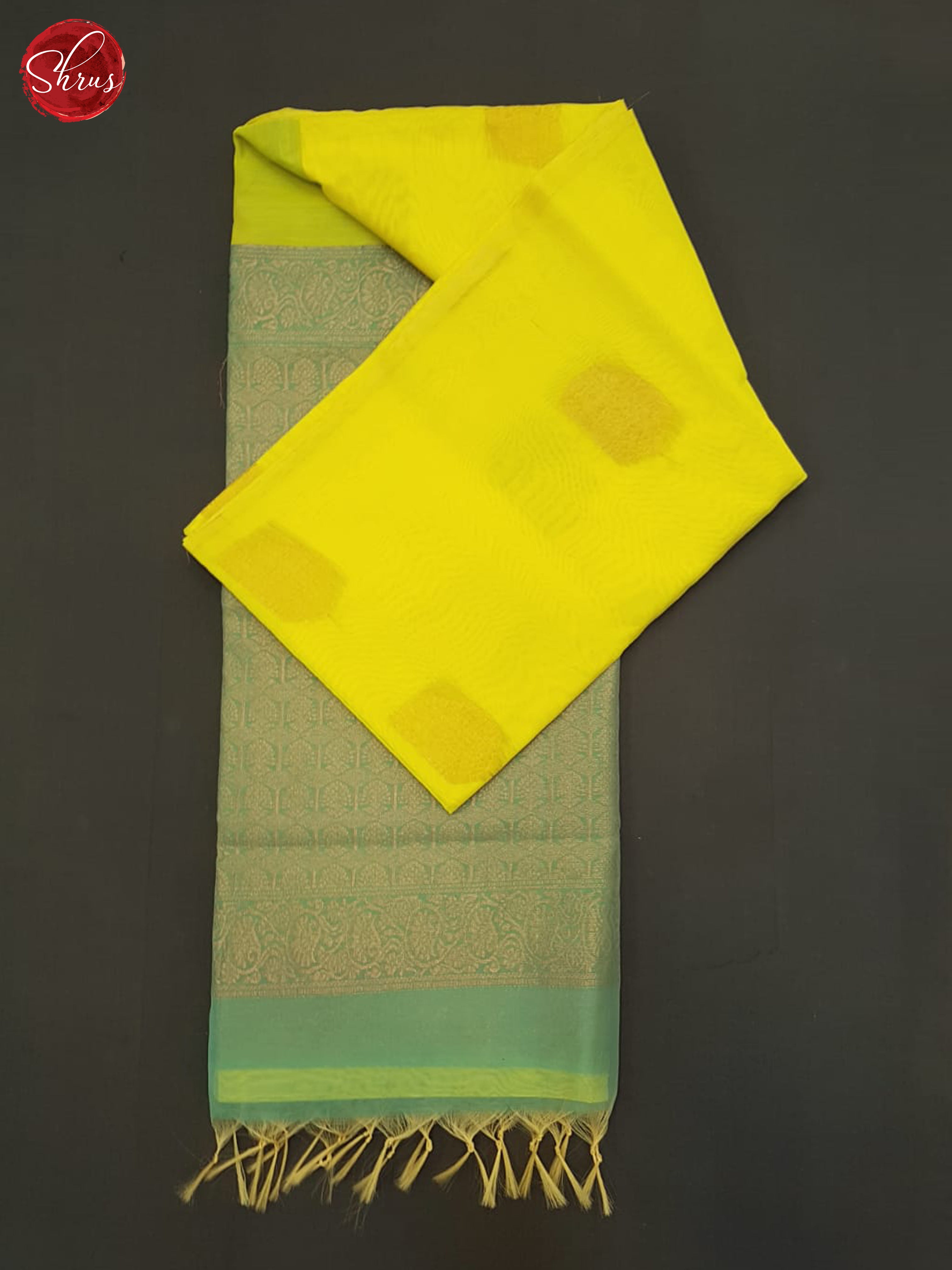 Yellow And Green- Semi Silk Cotton Saree - Shop on ShrusEternity.com