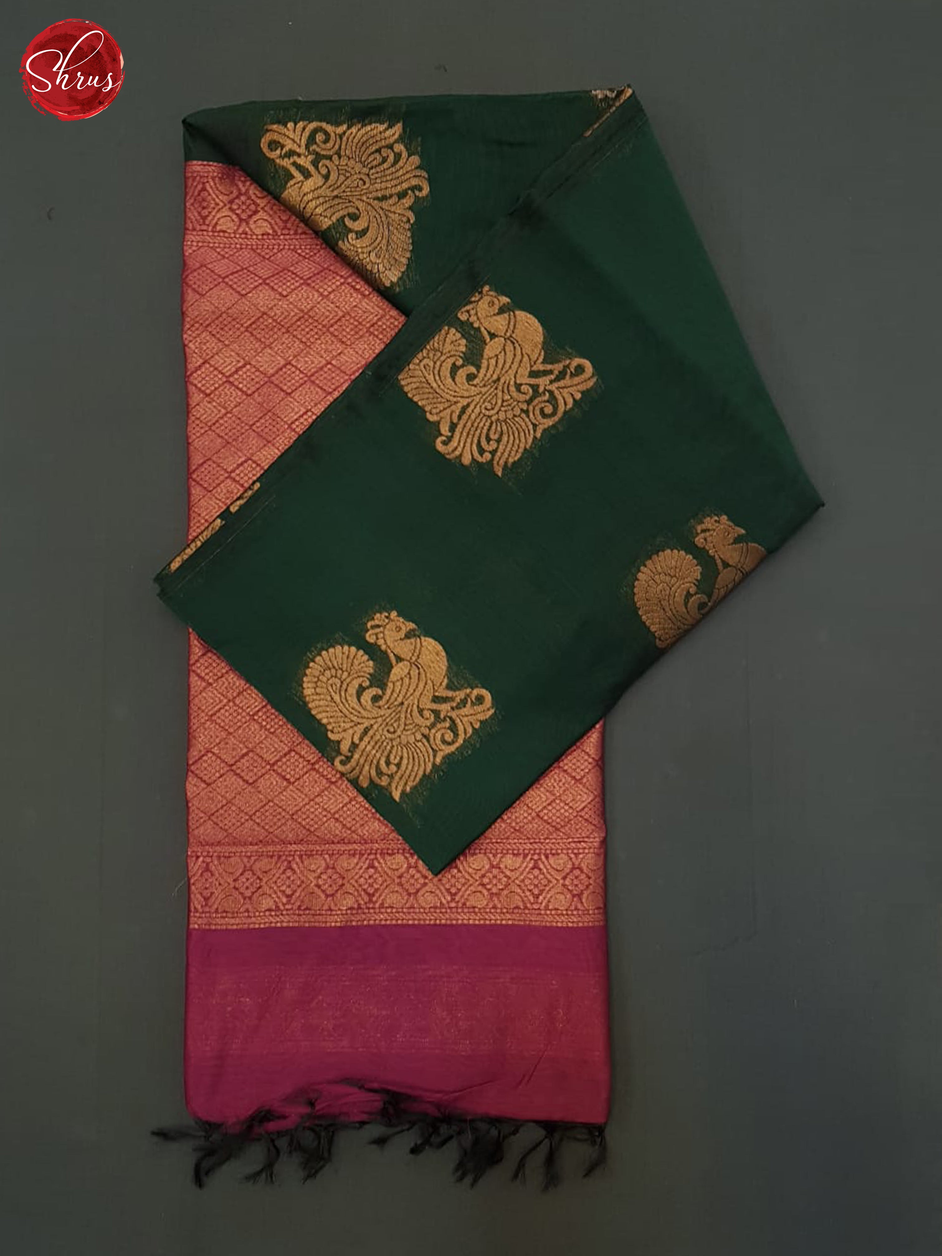 Green And Majenta Pink- Semi Silk Cotton Saree - Shop on ShrusEternity.com