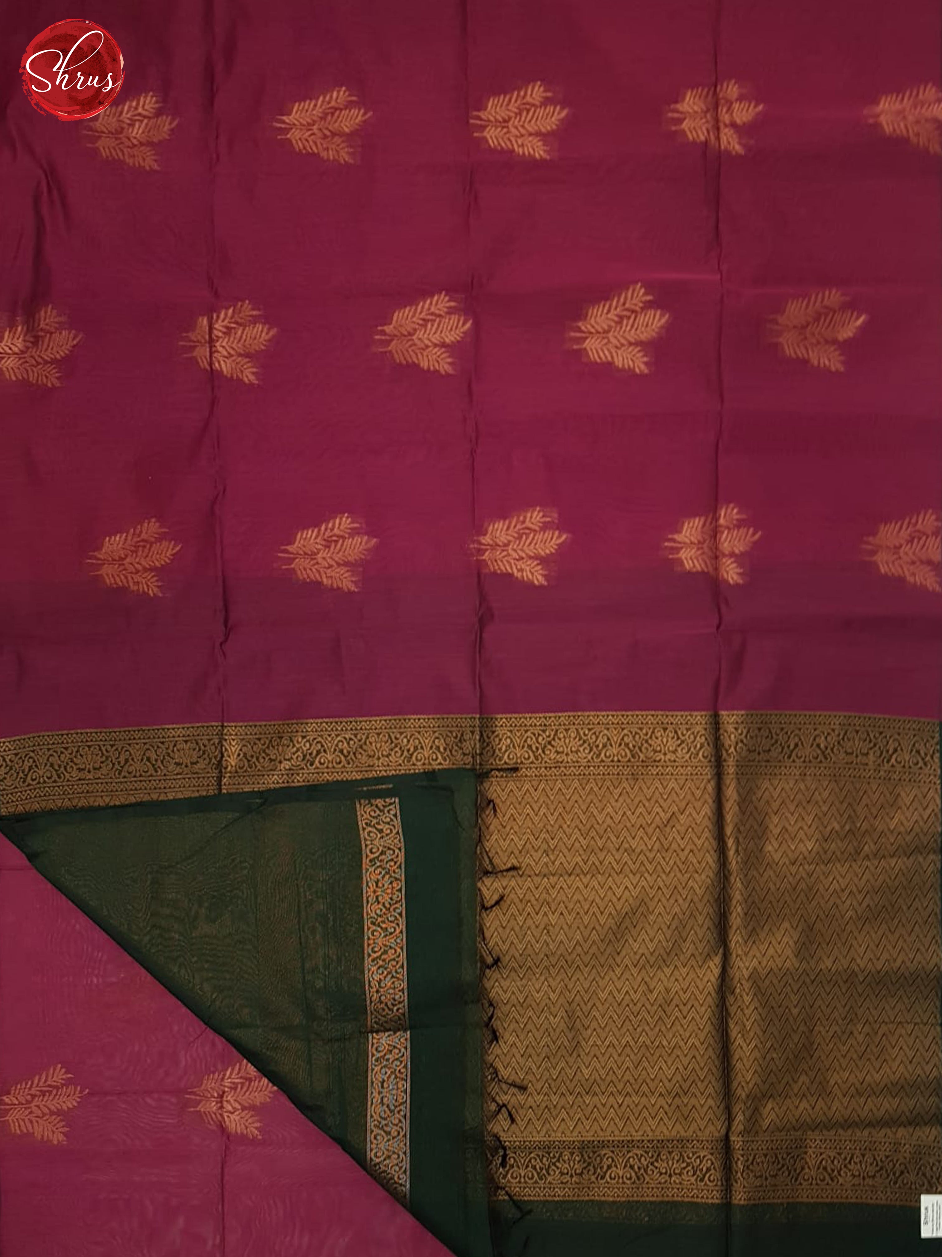 Majenta Pink And Green- Semi Silk Cotton Saree - Shop on ShrusEternity.com