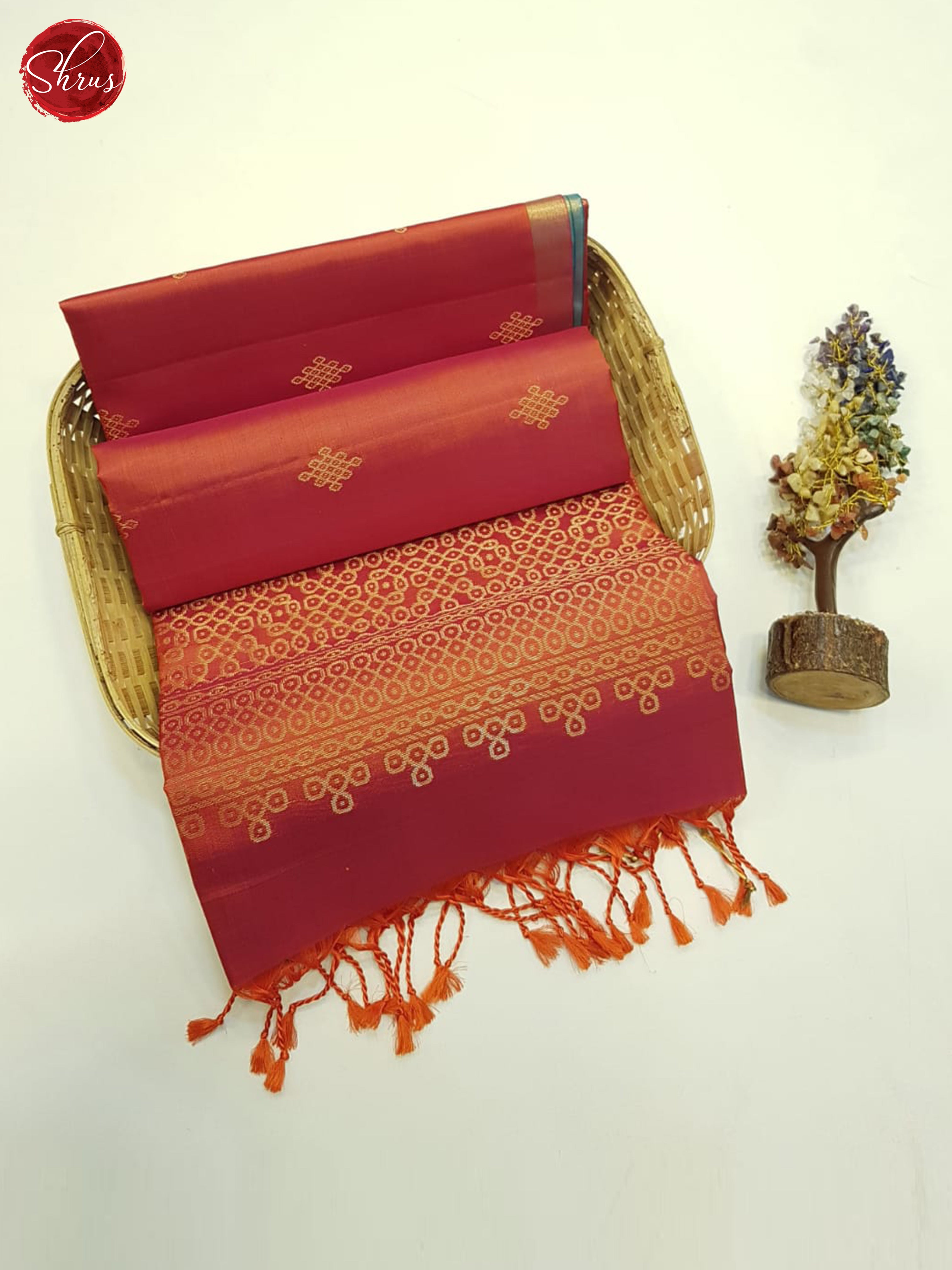 Orange And Green- Soft Silk Saree - Shop on ShrusEternity.com