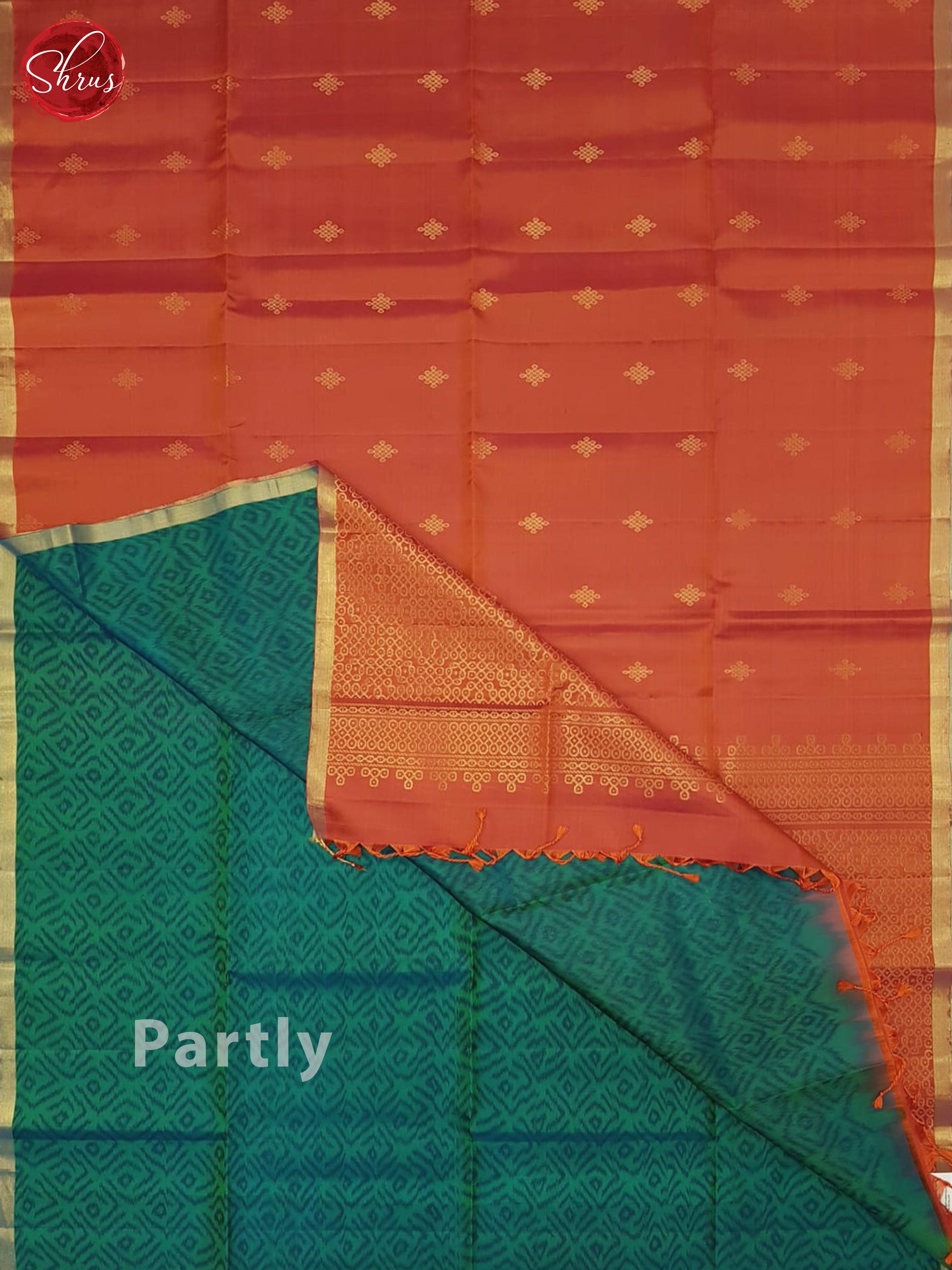 Orange And Green- Soft Silk Saree - Shop on ShrusEternity.com