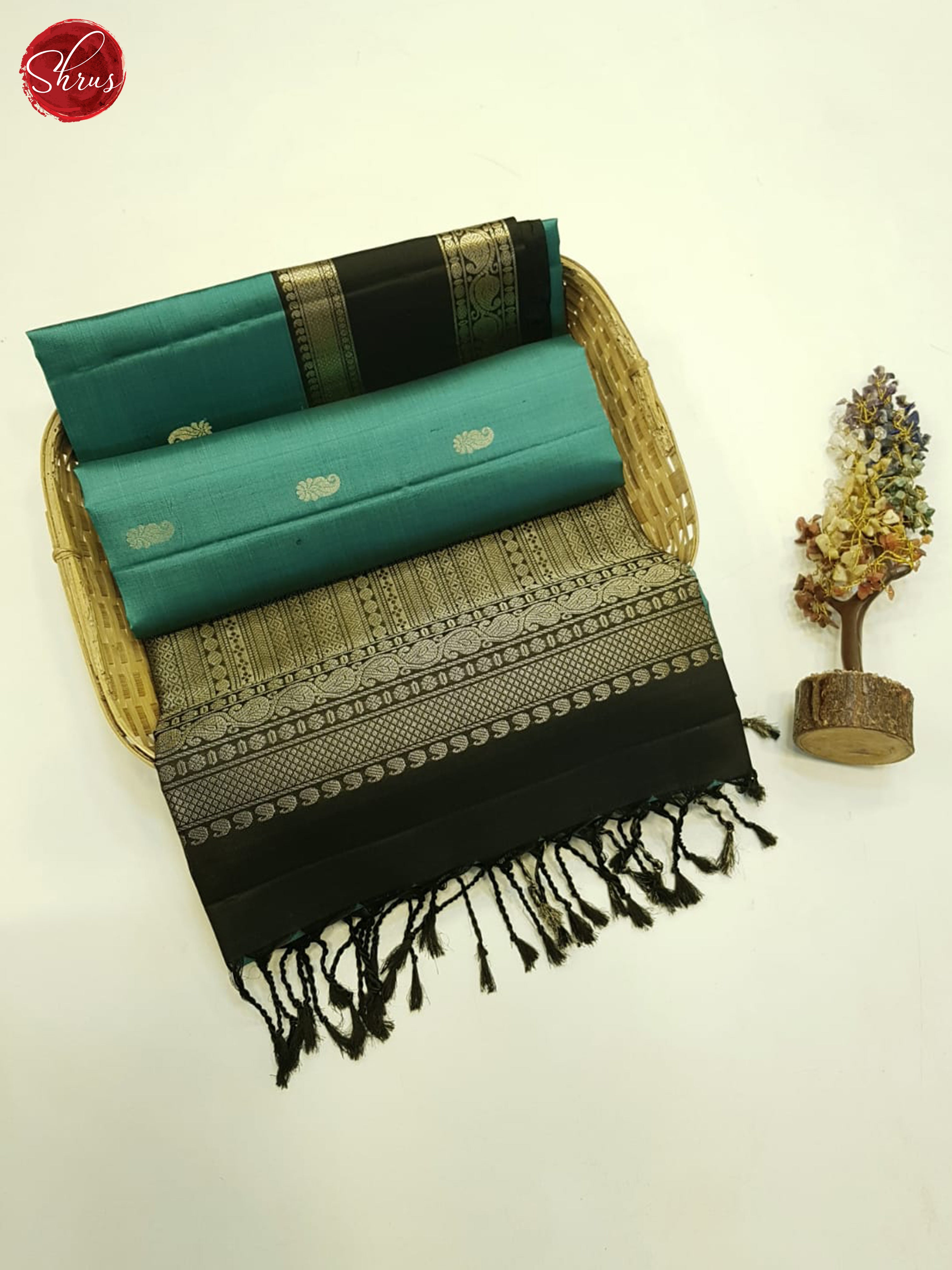 German Blue And Black- Soft Silk Saree - Shop on ShrusEternity.com