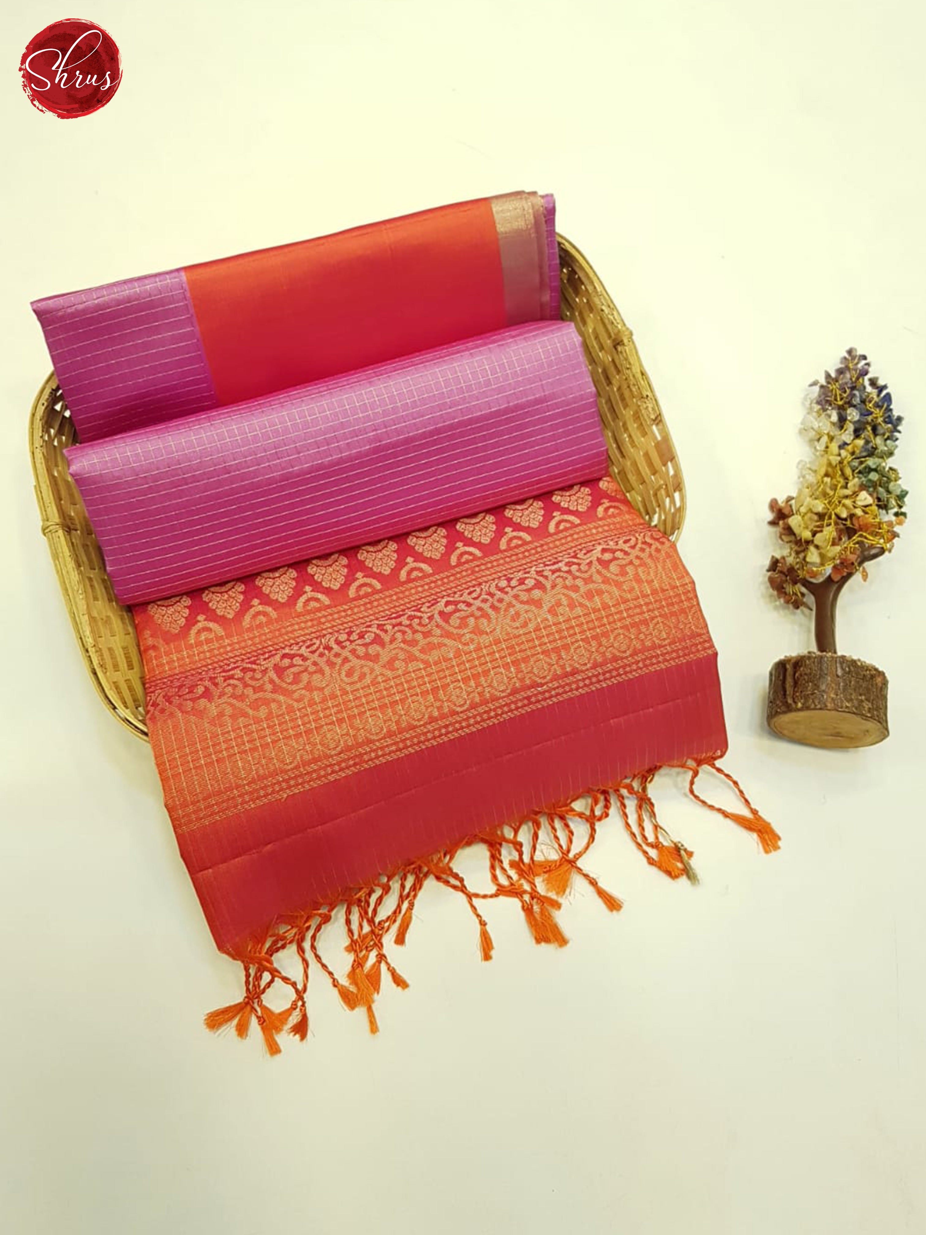 Pink And Orange- Soft Silk Saree - Shop on ShrusEternity.com