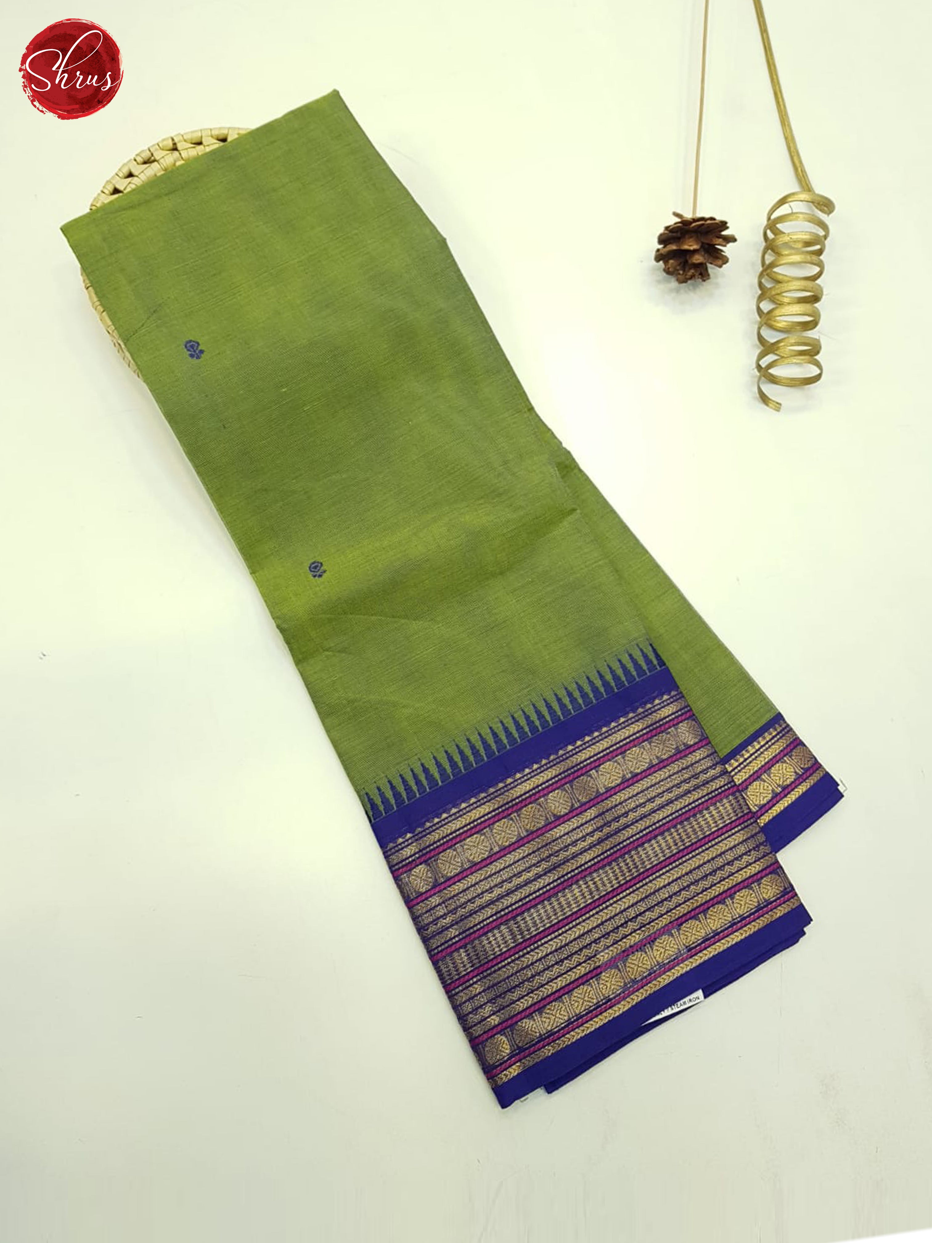 Green And Blue- Unstitched Chettinad cotton Top - Shop on ShrusEternity.com