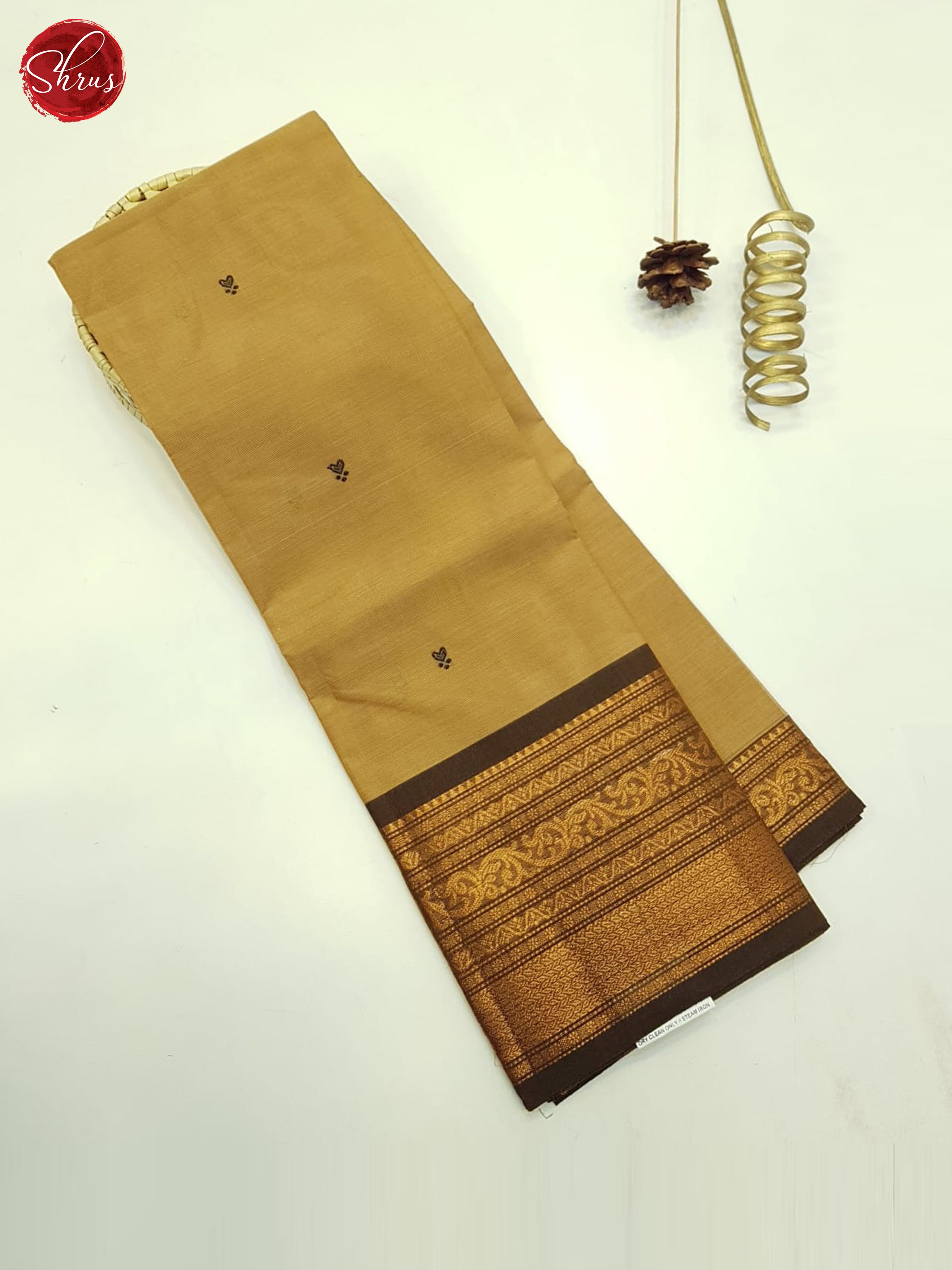 Beige And Brown- Unstitched Chettinad Cotton Top - Shop on ShrusEternity.com