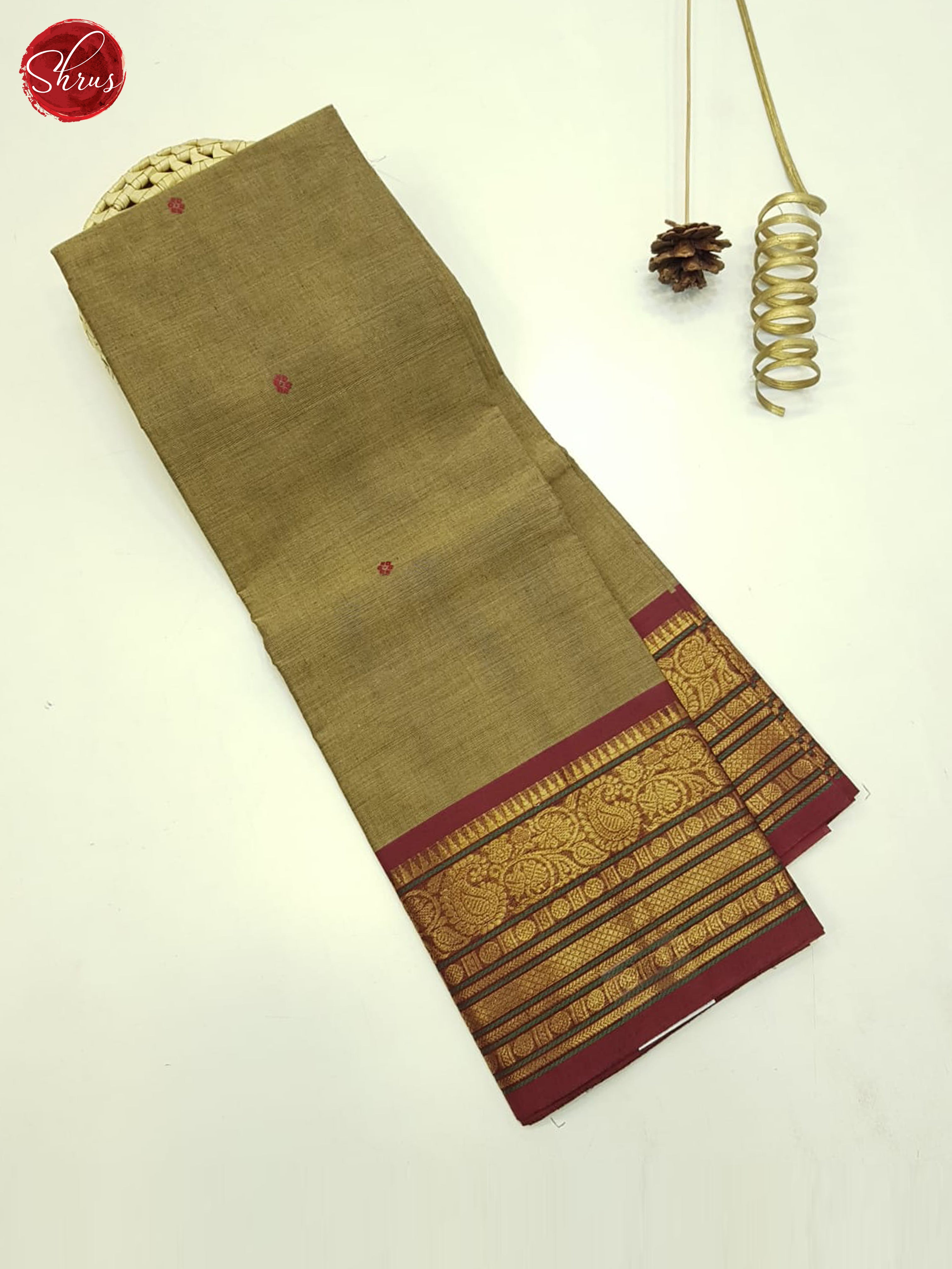 Grey & Brown- Unstitched Chettinad Cotton Top - Shop on ShrusEternity.com