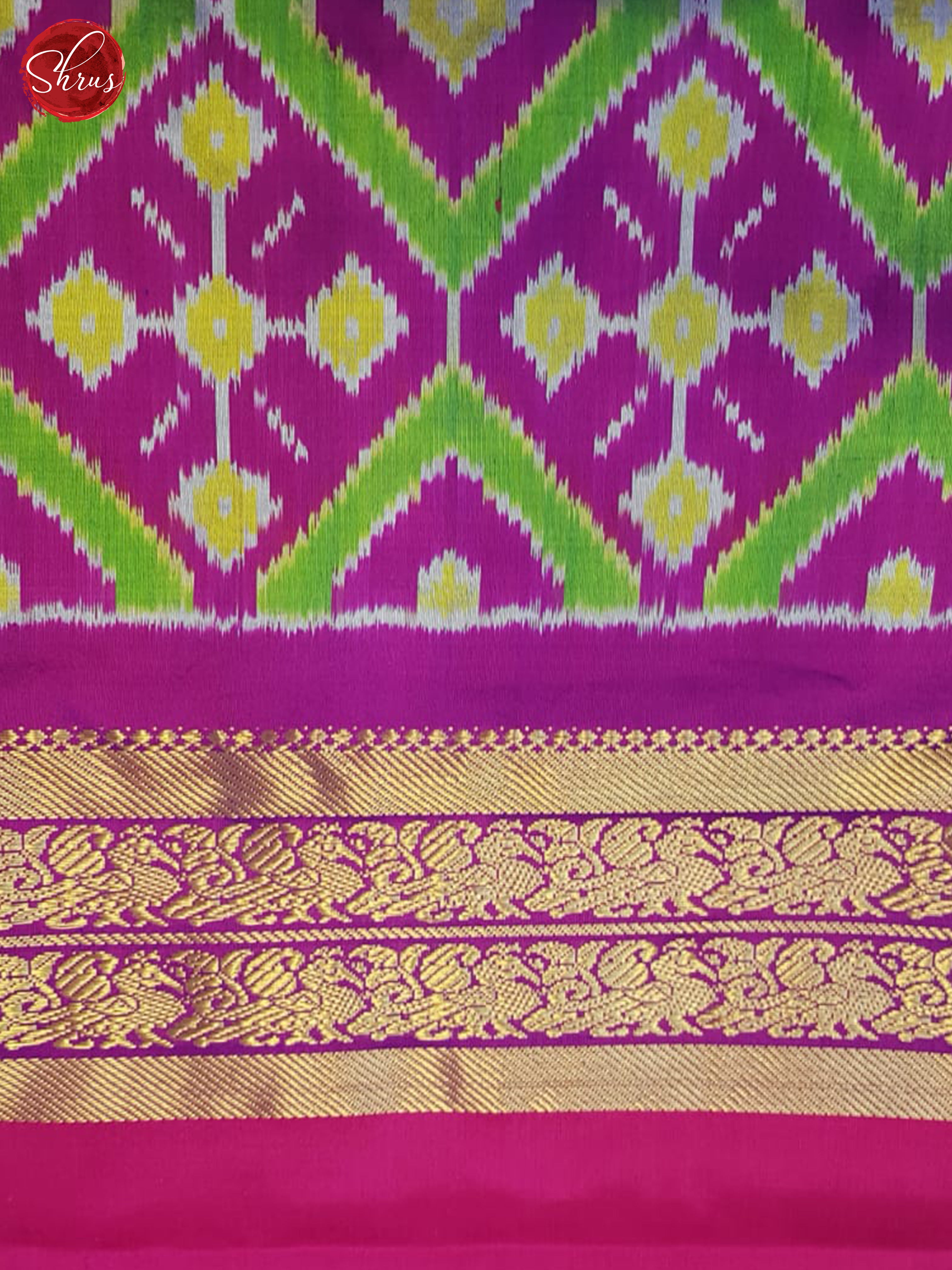 Cream And Purple- Ikkat Silk Saree - Shop on ShrusEternity.com