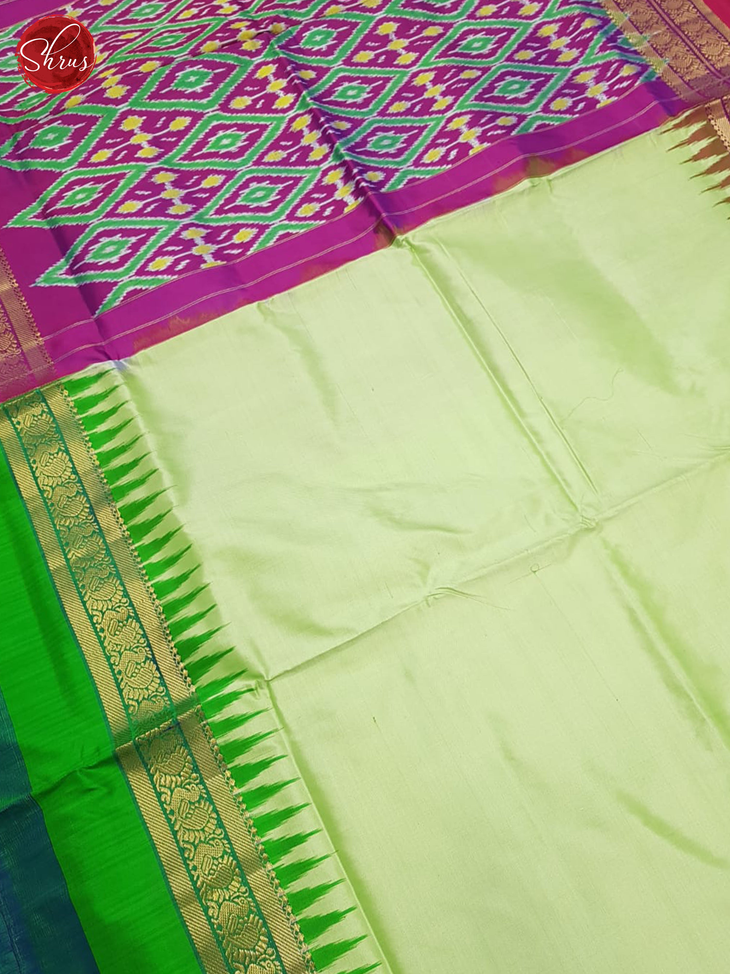 Pista Green And Purple- Ikkat Silk Saree - Shop on ShrusEternity.com