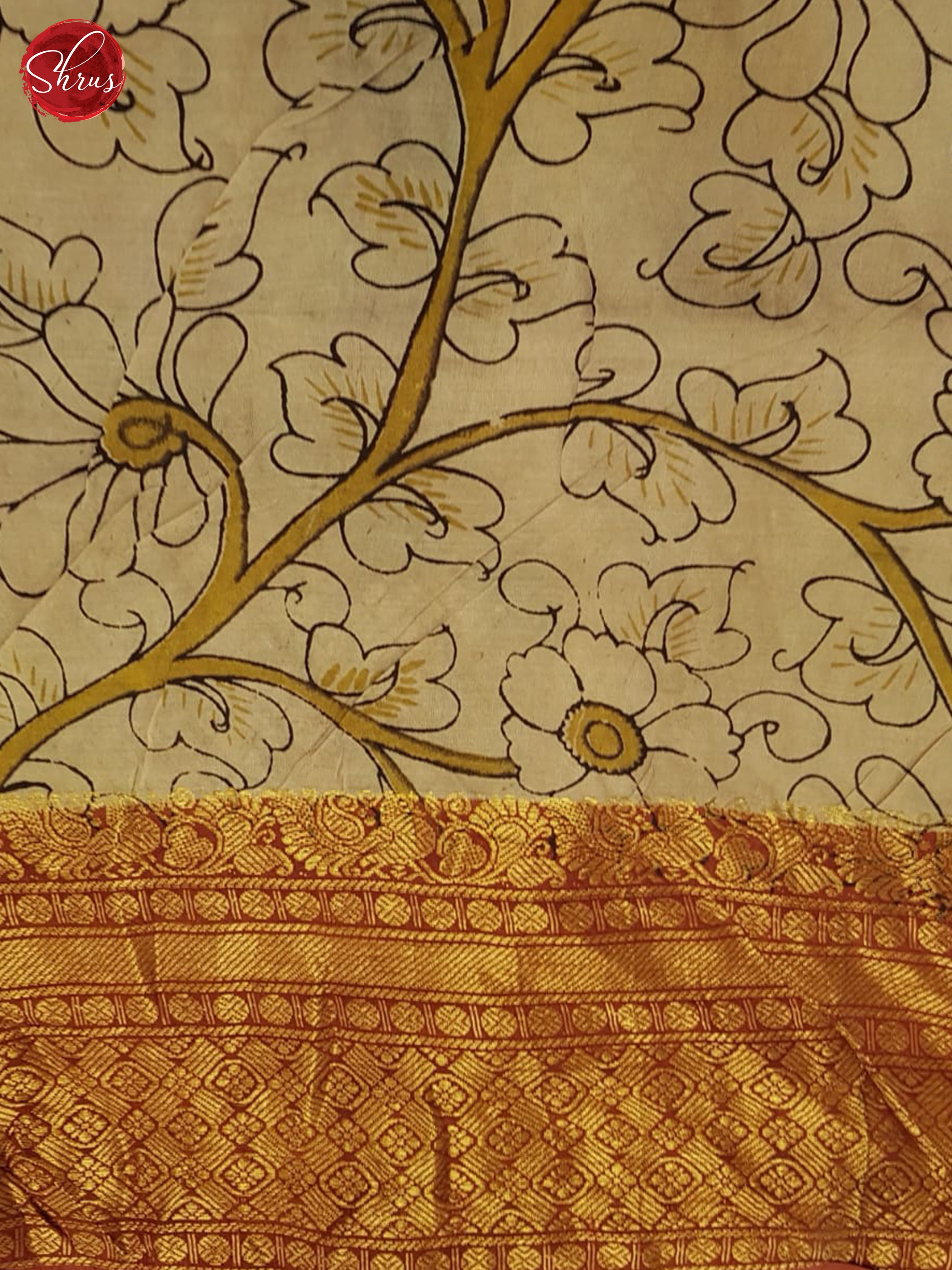 Beige And Red- Kalamkari Saree - Shop on ShrusEternity.com