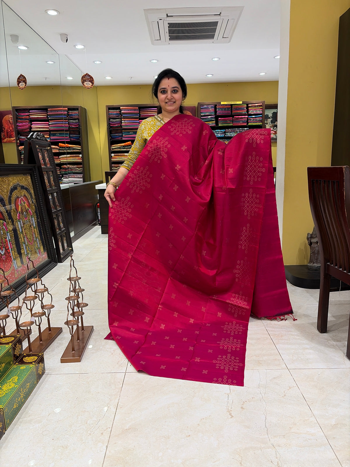 Pinkish Orange Dual Toned Soft Silk Saree