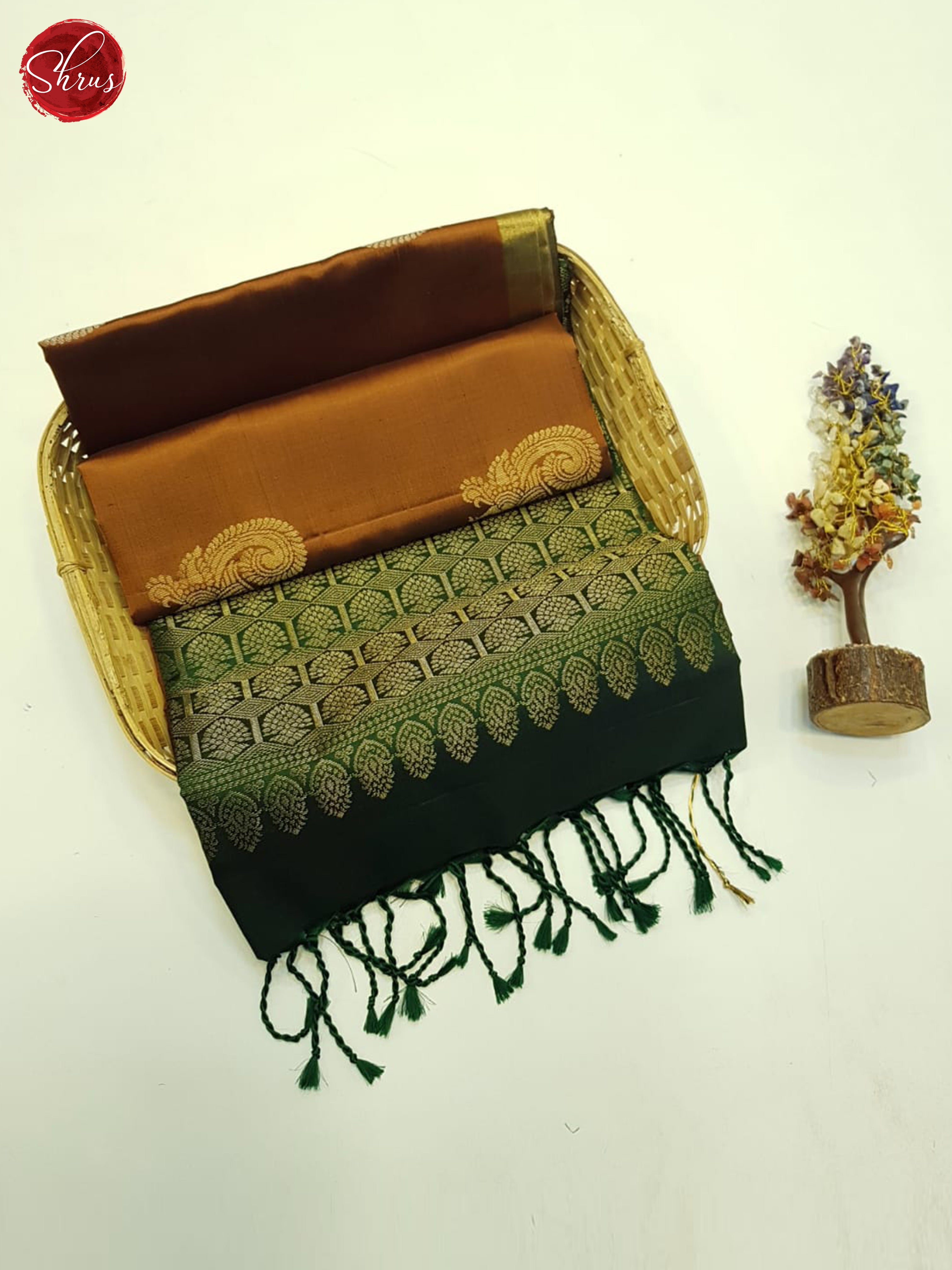 Brown And Green- Soft Silk Saree - Shop on ShrusEternity.com