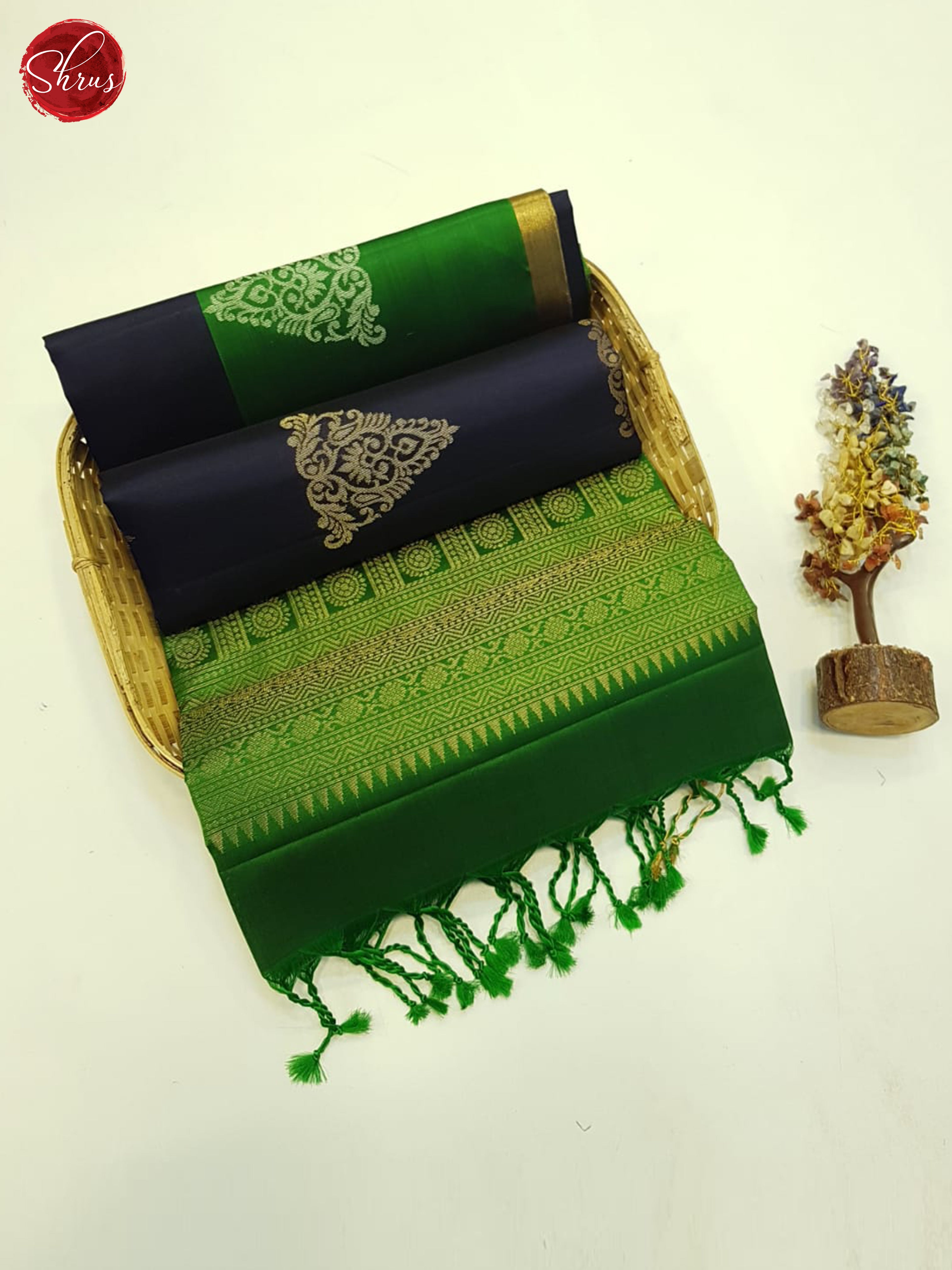 Blue And Green- Soft Silk saree - Shop on ShrusEternity.com