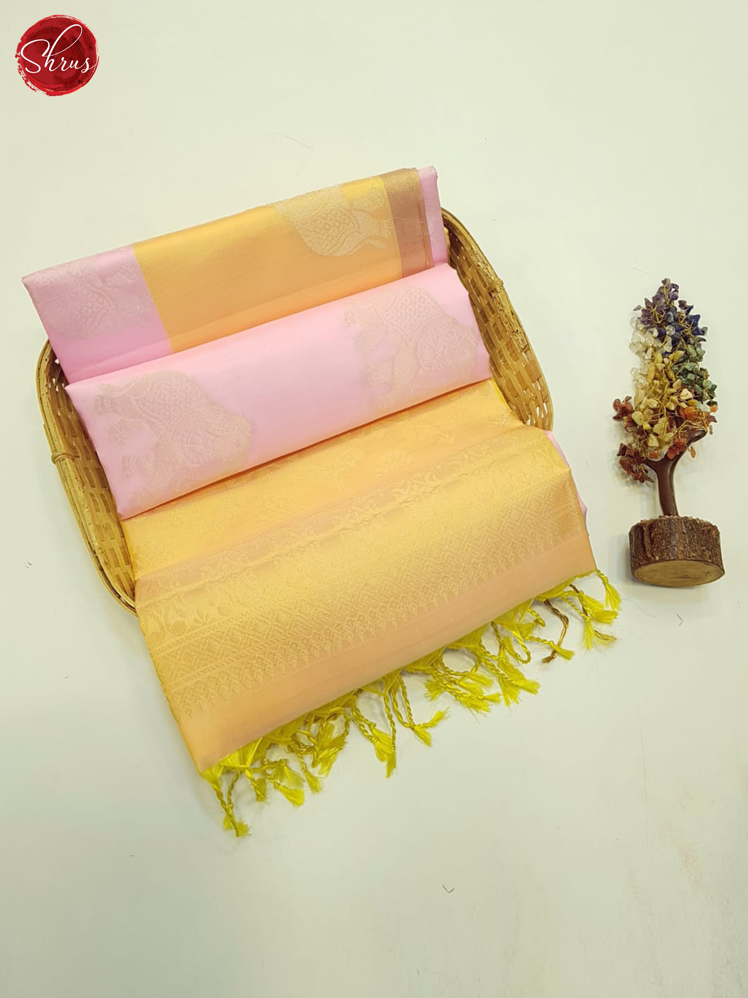 Pink And Yellow- soft silk saree - Shop on ShrusEternity.com