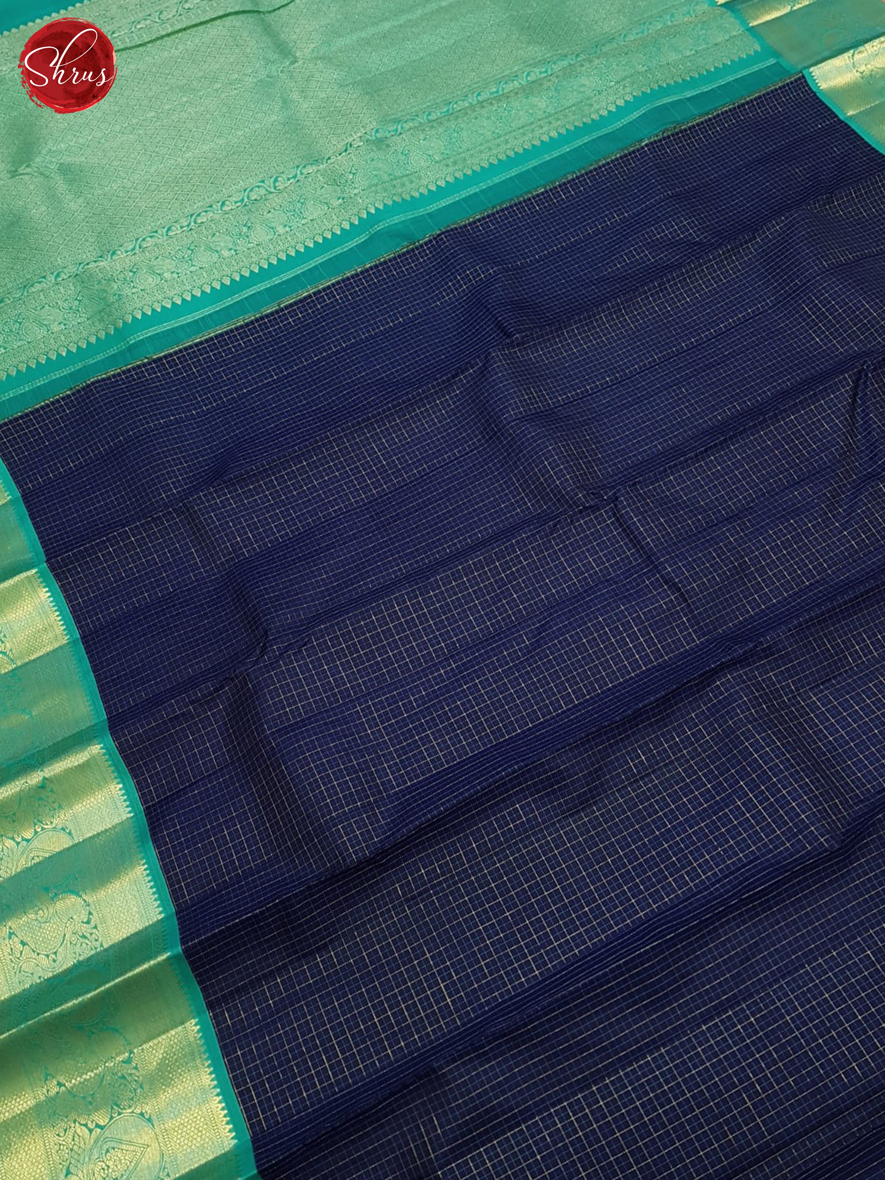 Blue & Teal - Kanchipuram Silk saree - Shop on ShrusEternity.com