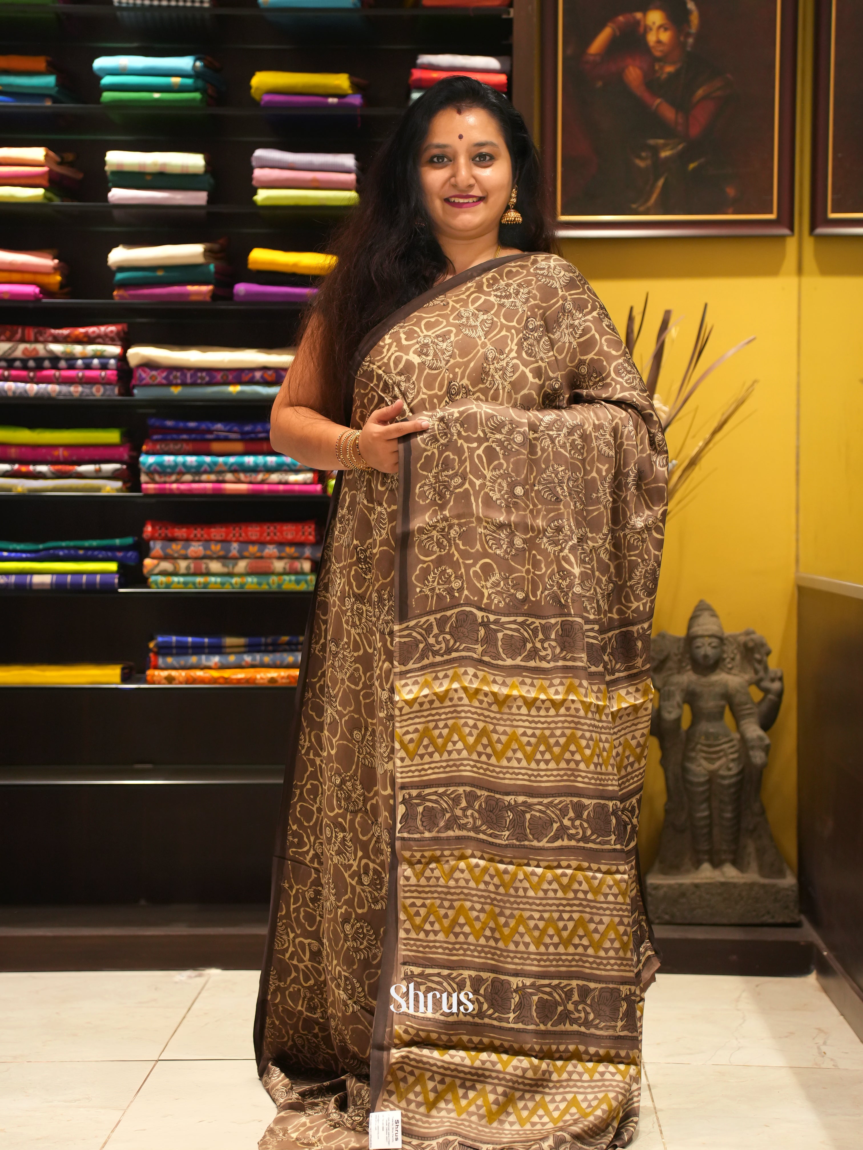 Brown - Modal Silk Saree